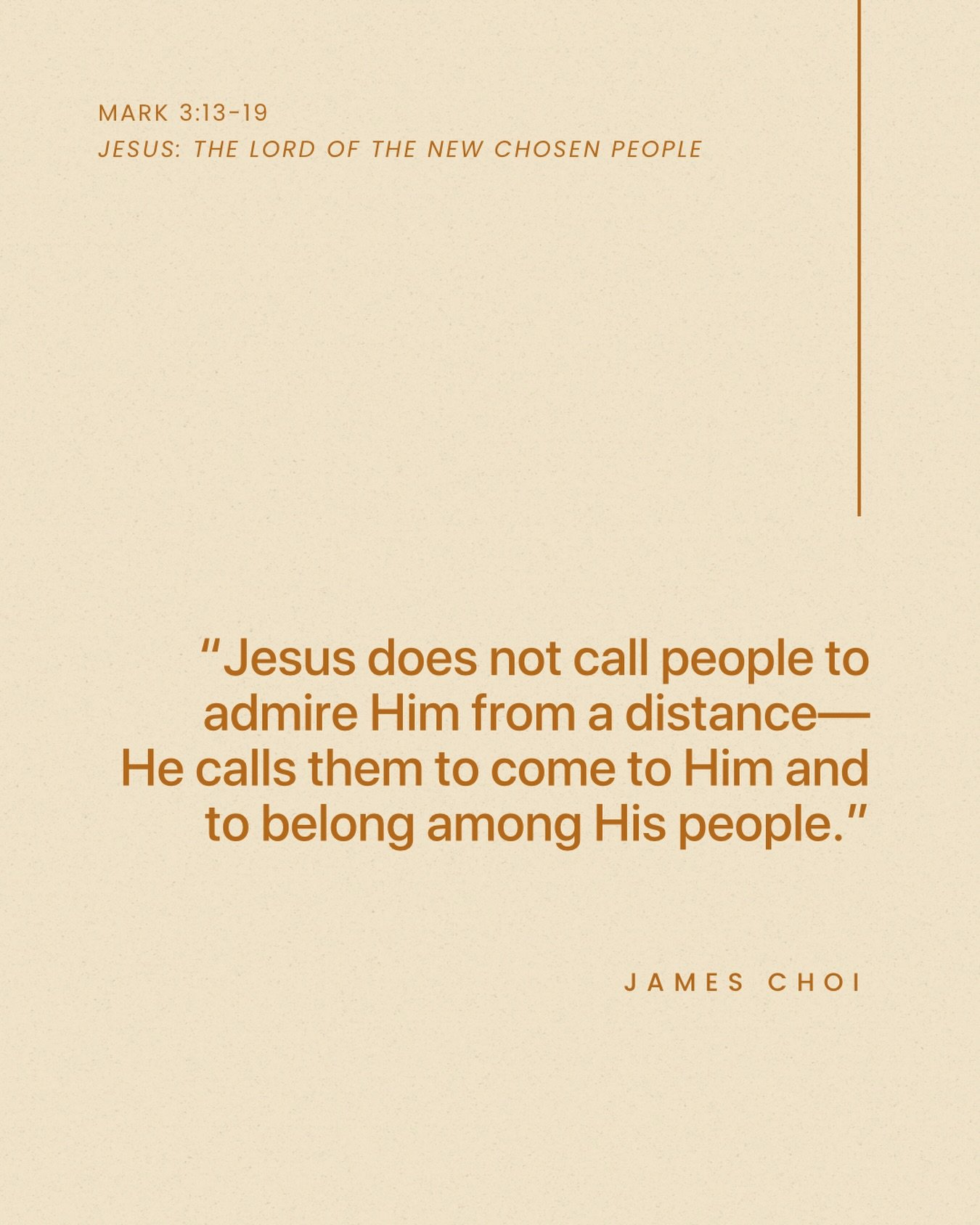 From Sunday&rsquo;s sermon &ldquo;Jesus: The Lord of the New Chosen People&rdquo; on Mark 3:13-19.

Listen to the full sermon on our website, Spotify, or Apple Podcasts.