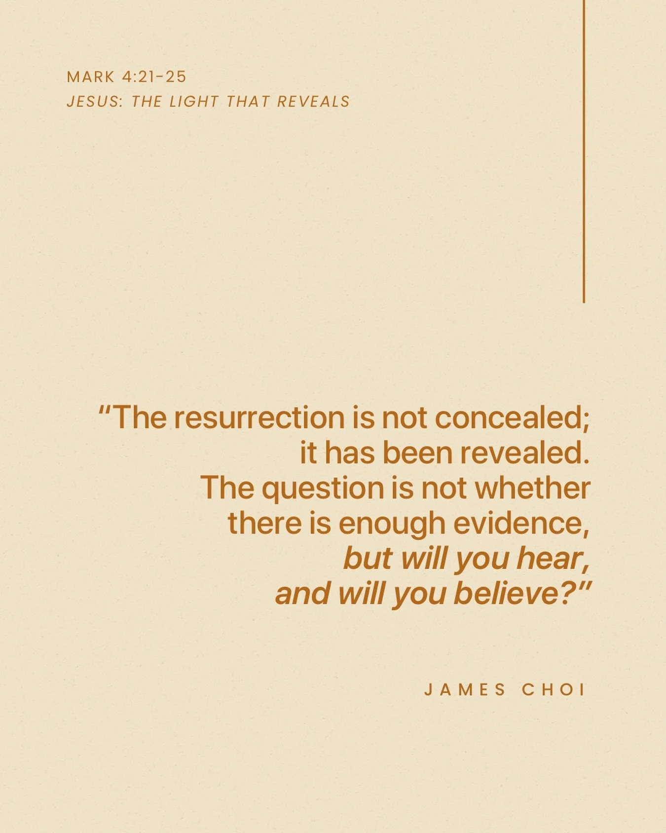 From Sunday&rsquo;s sermon &ldquo;Jesus: The Light that Reveals&rdquo; on Mark 4:21-25.

Listen to the full sermon on our website, Spotify, or Apple Podcasts.