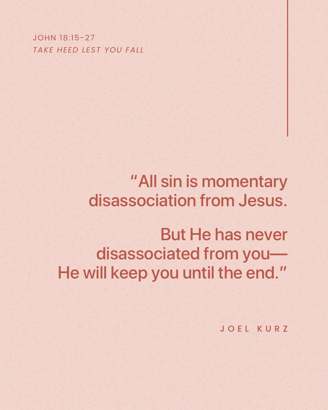 From Sunday&rsquo;s sermon &ldquo;Take Heed Lest You Fall&rdquo; on John 18:15-27.

Listen to the full sermon on our website, Spotify, or Apple Podcasts.