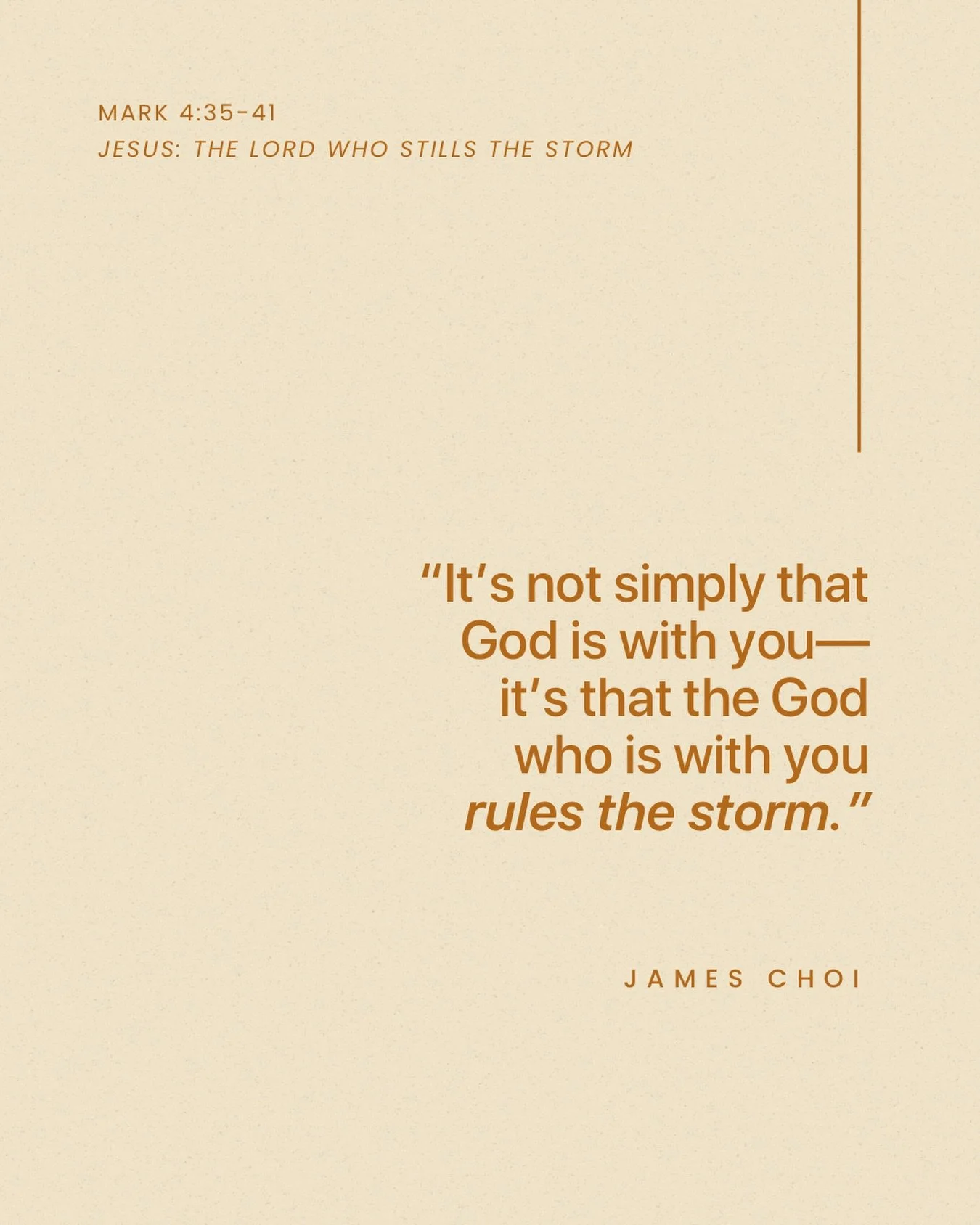 From Sunday&rsquo;s sermon &ldquo;Jesus: The Lord Who Stills the Storm&rdquo; on Mark 4:35-41.

Listen to the full sermon on our website, Spotify, or Apple Podcasts.