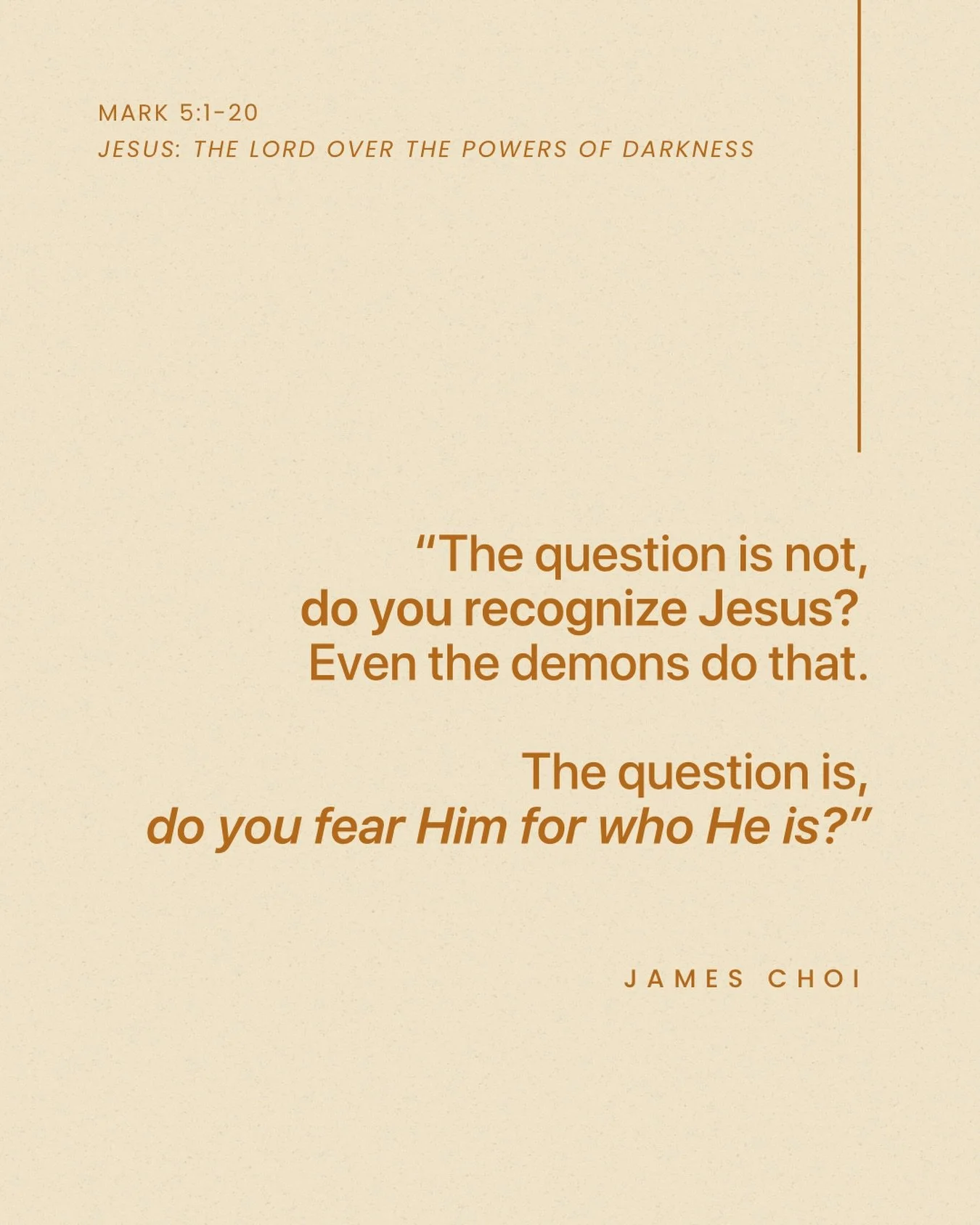 From Sunday&rsquo;s sermon &ldquo;Jesus: The Lord Over the Powers of Darkness&rdquo; on Mark 5:1-20.

Listen to the full sermon on our website, Spotify, or Apple Podcasts.