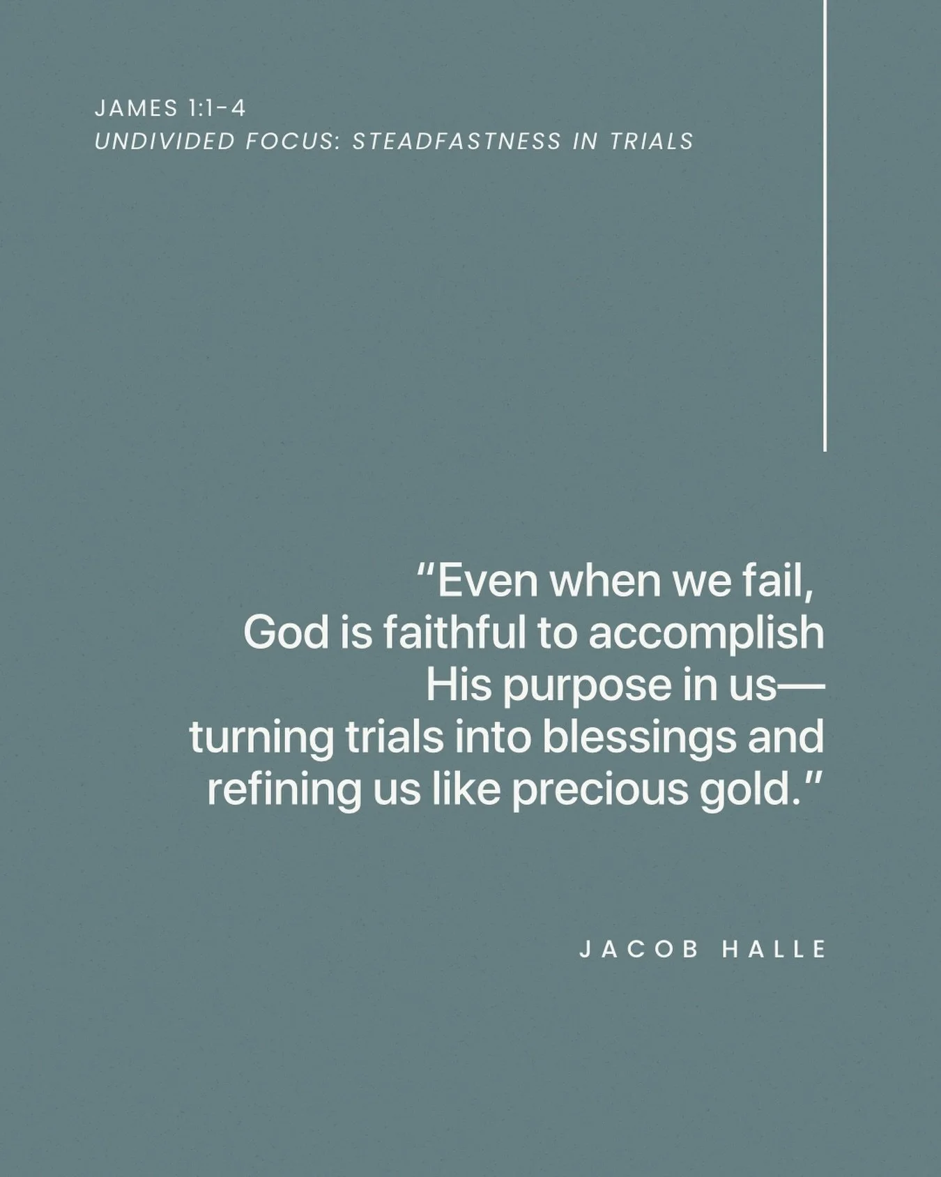 From Sunday&rsquo;s sermon &ldquo;Undivided Focus: Steadfastness in Trials&rdquo; on James 1:1-4.

Listen to the full sermon on our website, Spotify, or Apple Podcasts.