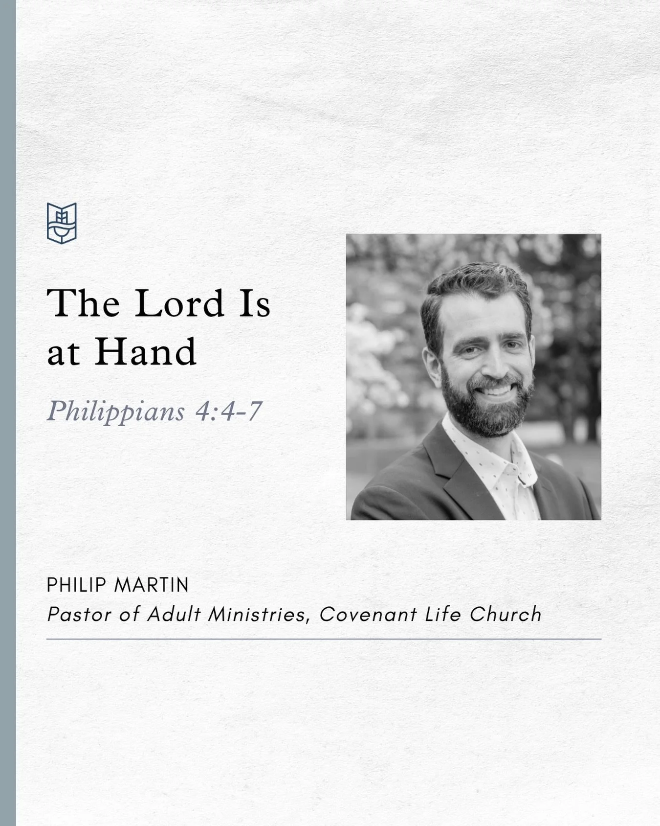 This Sunday, Philip Martin of @covlife will be preaching from Philippians 4:4-7. Pray for him as he prepares to preach, and for us as we prepare to hear God&rsquo;s Word!