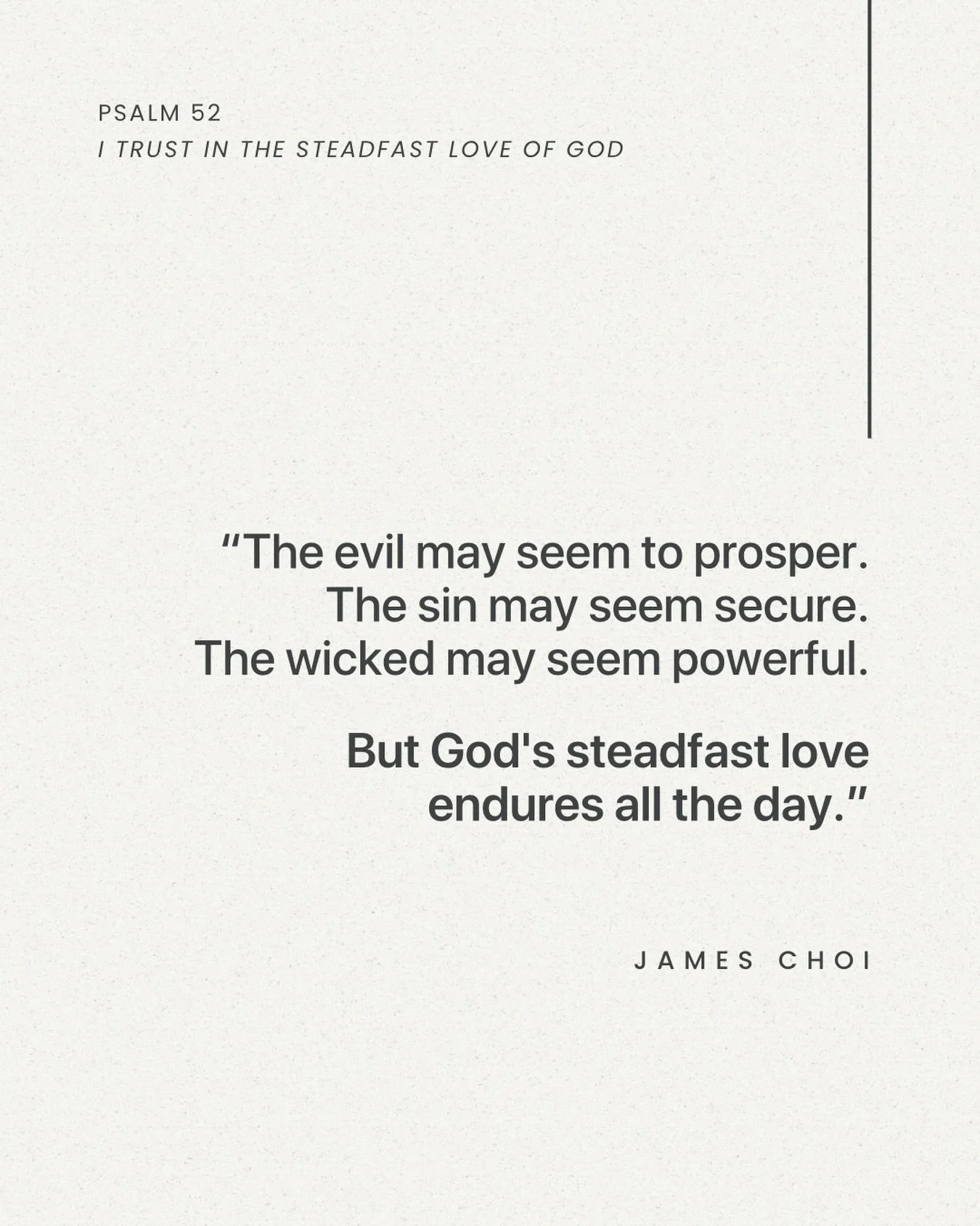 From Sunday&rsquo;s sermon &ldquo;I Trust in the Steadfast Love of God&rdquo; on Psalm 52.

Listen to the full sermon on our website, Spotify, or Apple Podcasts.