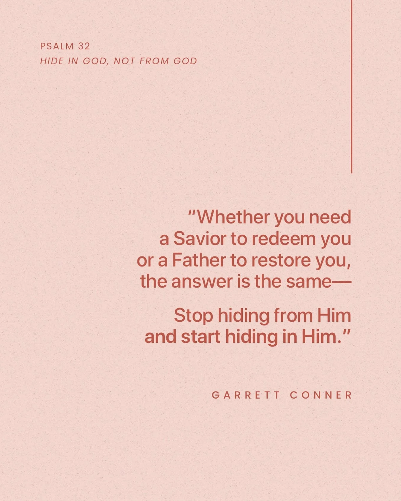 From Sunday&rsquo;s sermon &ldquo;Hide in God, Not from God&rdquo; on Psalm 32.

Listen to the full sermon on our website, Spotify, or Apple Podcasts.