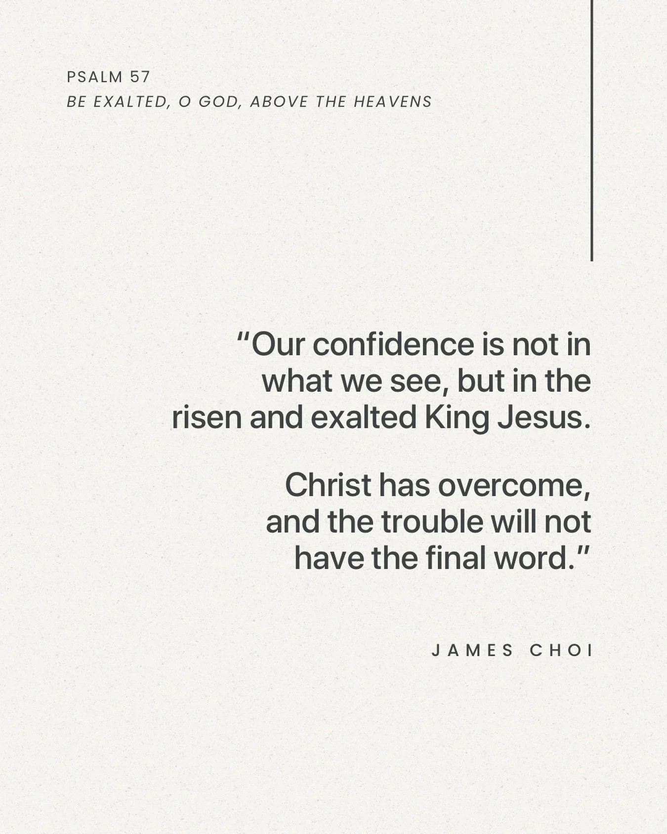 From Sunday&rsquo;s sermon &ldquo;Be Exalted, O God, Above the Heavens&rdquo; on Psalm 57.

Listen to the full sermon on our website, Spotify, or Apple Podcasts.