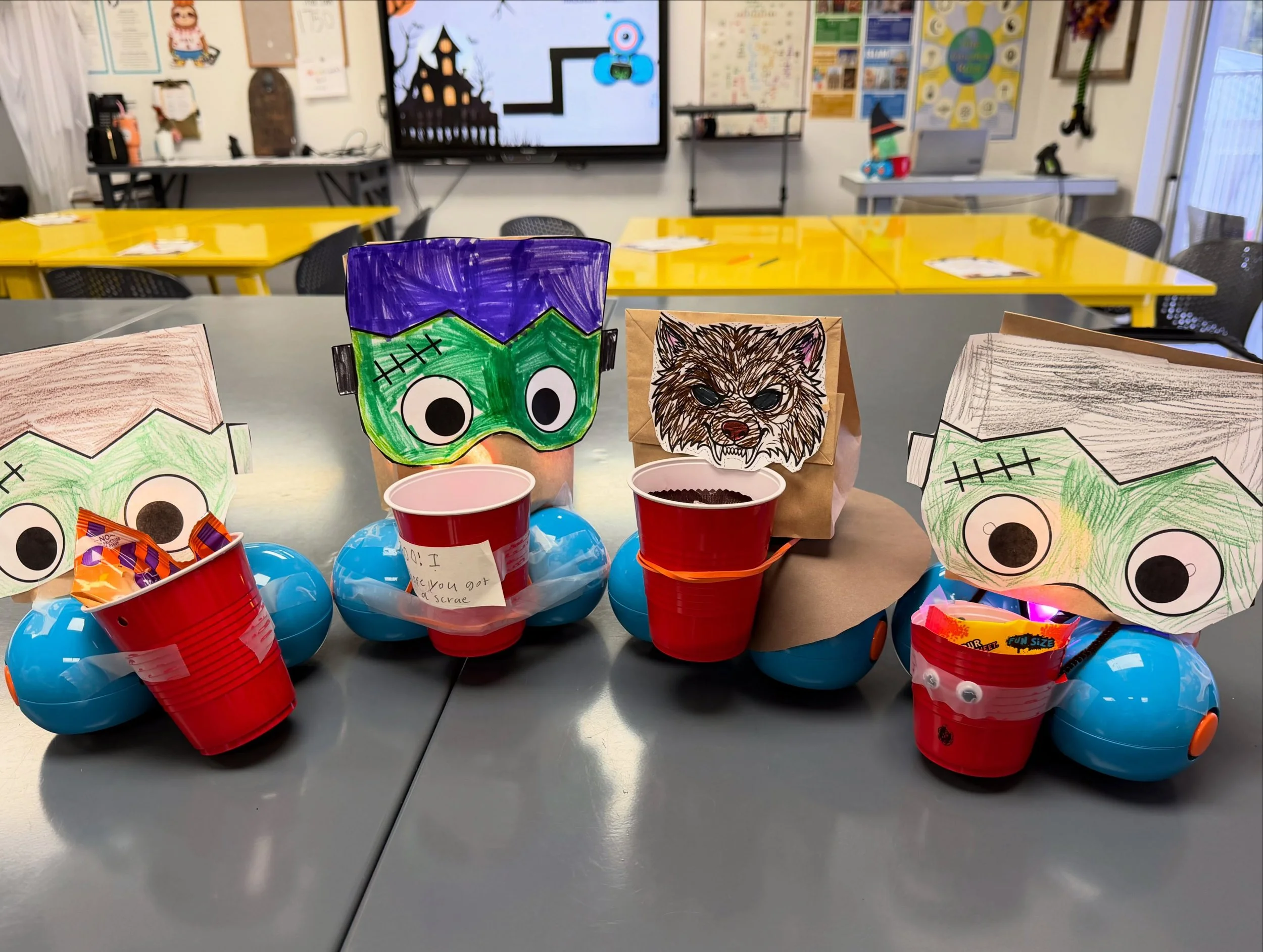 Spooky Robotics! 🤖

Our 1st and 2nd graders took over the STEM lab this week to practice their coding skills with a fun activity of Dash or Treat! 🎃

They designed costumes for their robots then used block code (drag and drop commands) to program t