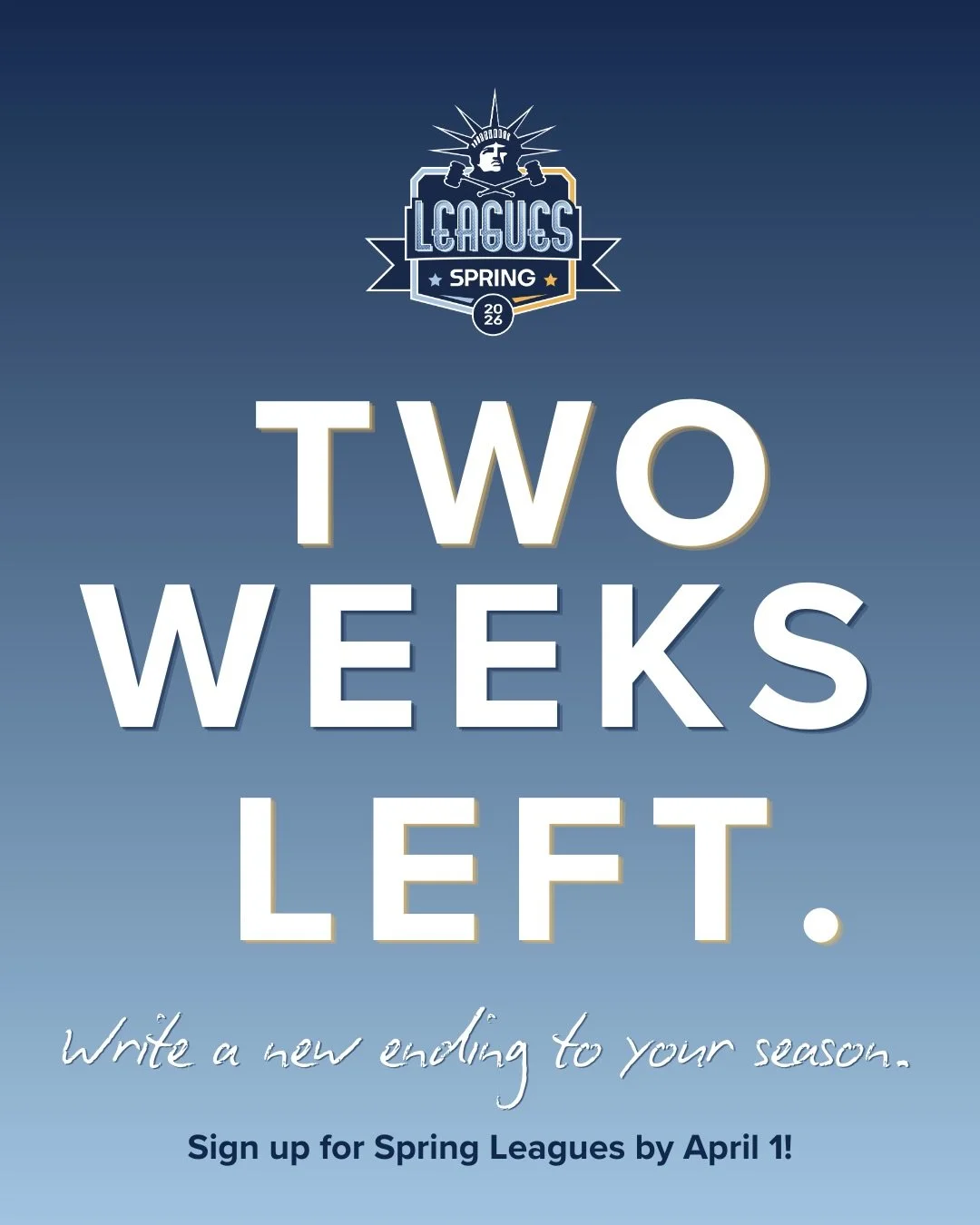Two weeks left. 
Two online leagues. 
One global stage. 

If your team is ready to keep competing this spring, spring league is your next chapter. 

Register by April 1.