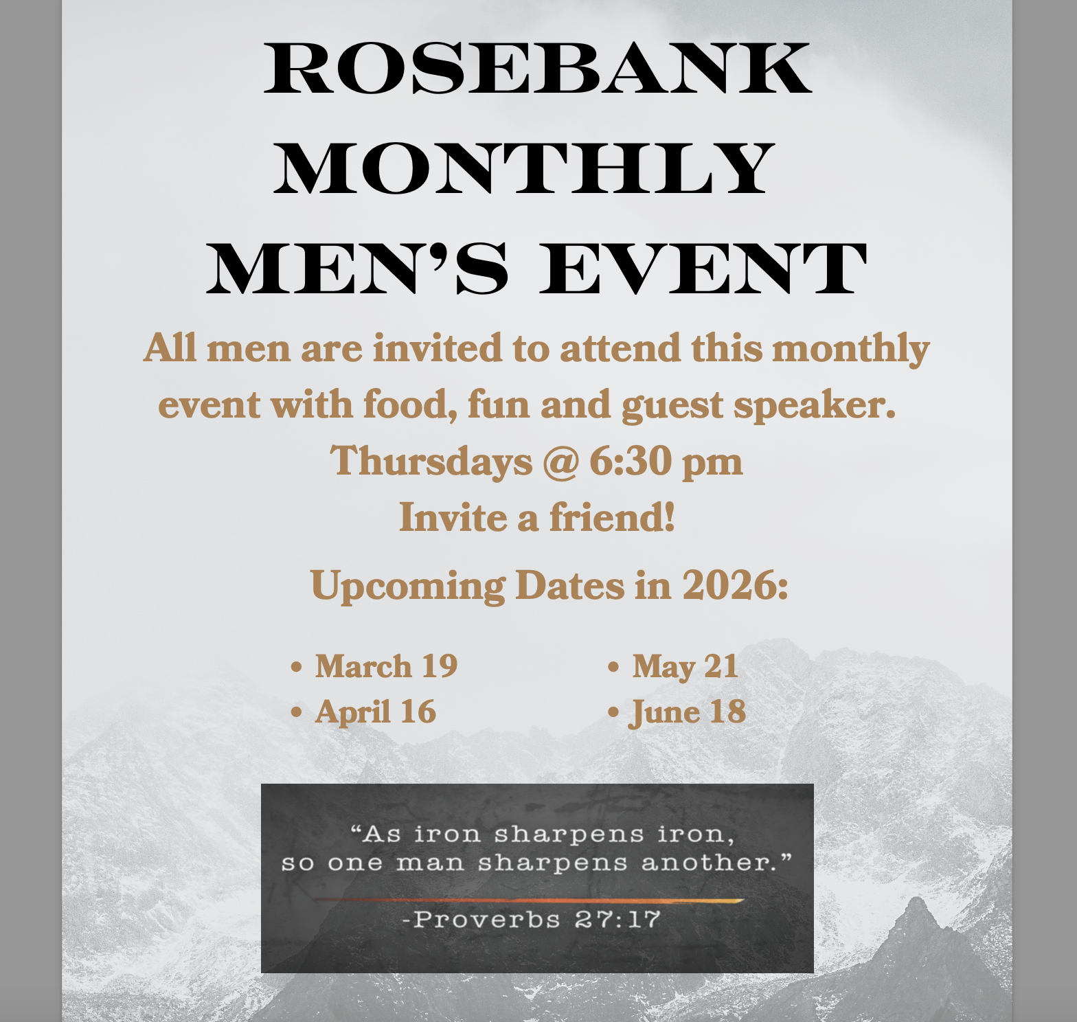 Monthly Men’s Event