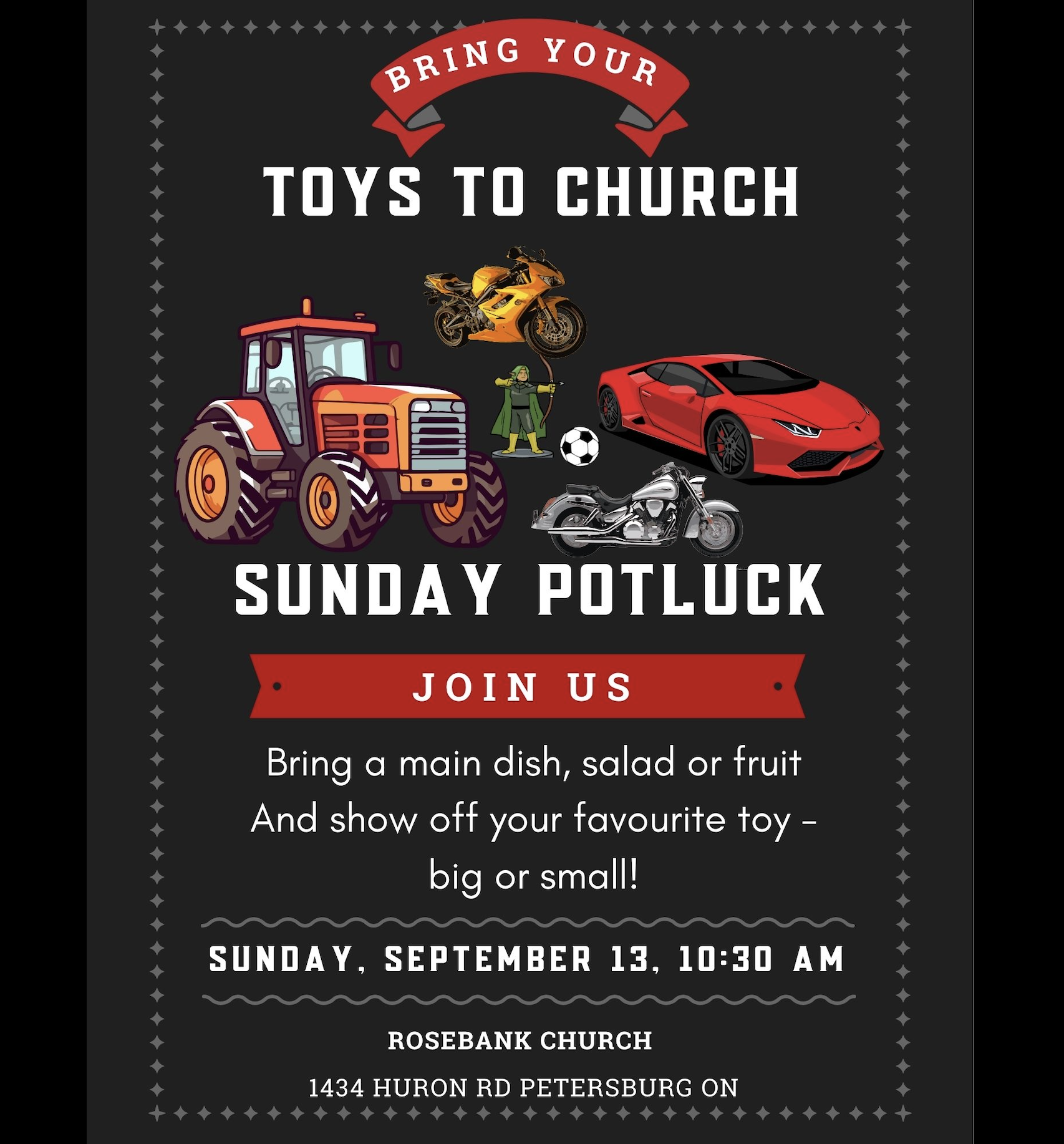 Bring Your Toys to Church Sunday Potluck 
