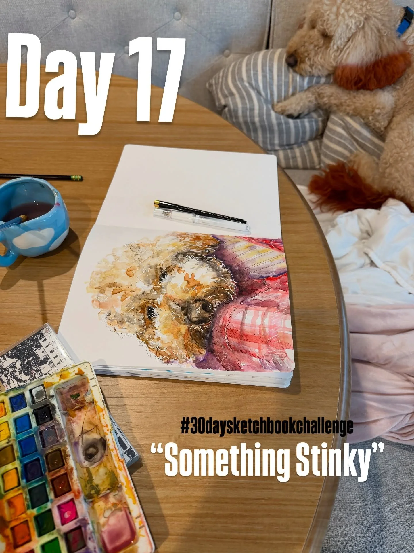 Day 17 of the 30 day sketchbook challenge was so fun! I don&rsquo;t often do pet portraits, but Mr. Miles coconut has a soft place in my heart. 

What did you draw today?

#30daysketchbookchallenge #tishreedart #create2breathe