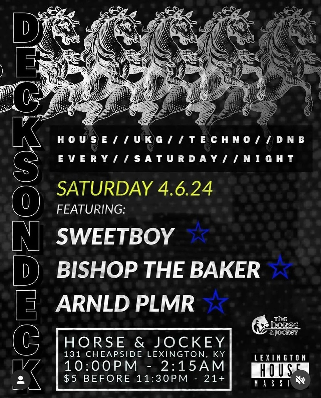 Killers are on the loose tonight..🔪party at your own risk. Me &amp; these boys are gonna lay waste to the deck tonight MARK MY WORDS. @horseandjockeylex starting @ 10pm!
.
@arnldplmrmusic 
@sweetboy.jones 
Always a pleasure to rip one with the crew 