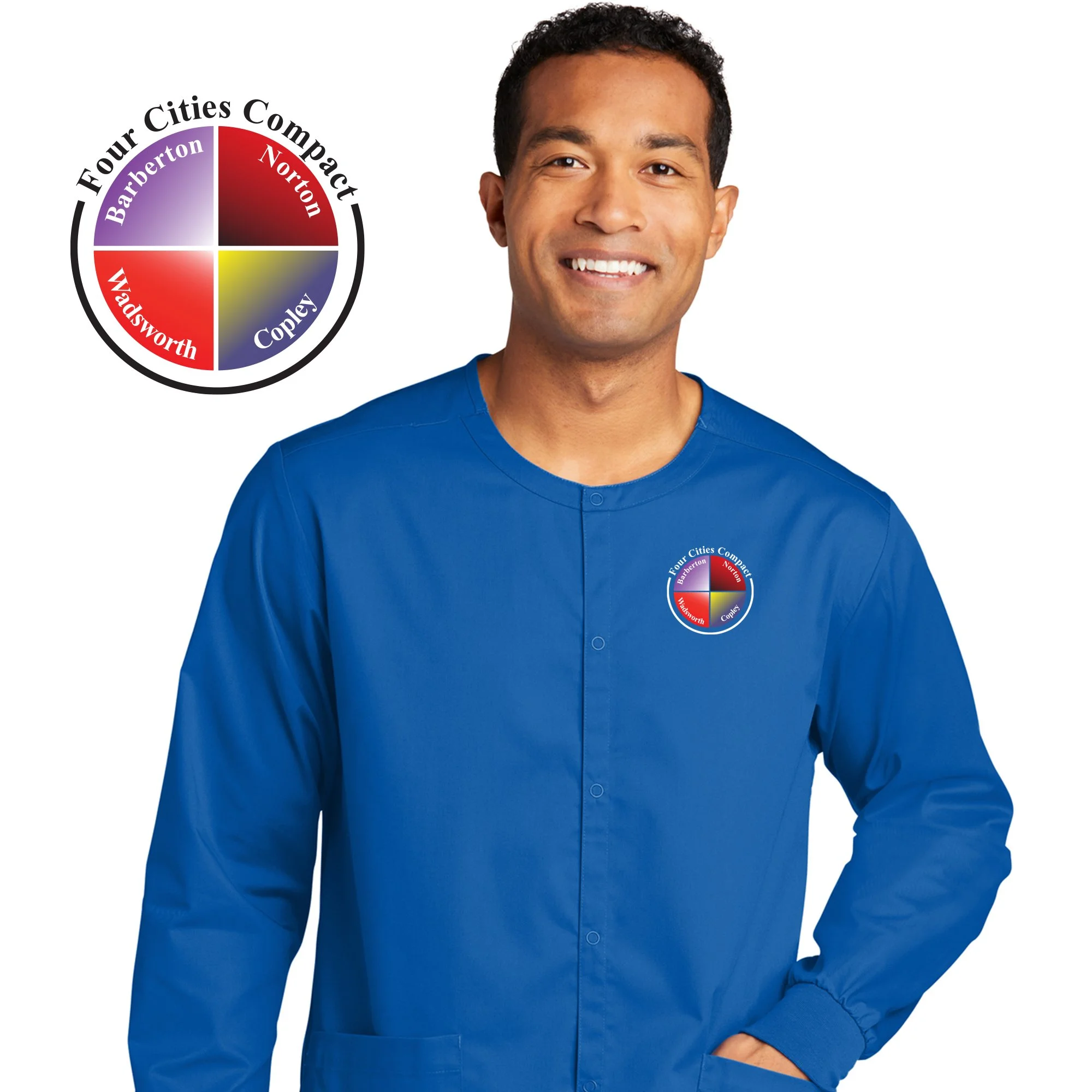 Unisex WorkFlex™ SnapFront Scrub Jacket Four Cities Compact — Ohio