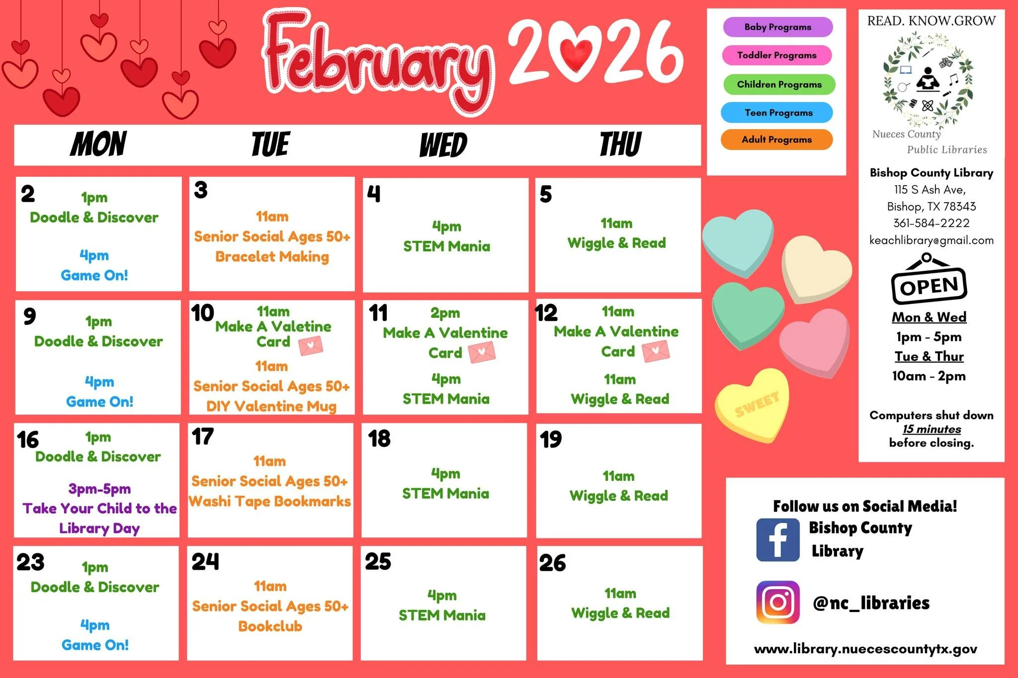 Bishop County Library in February