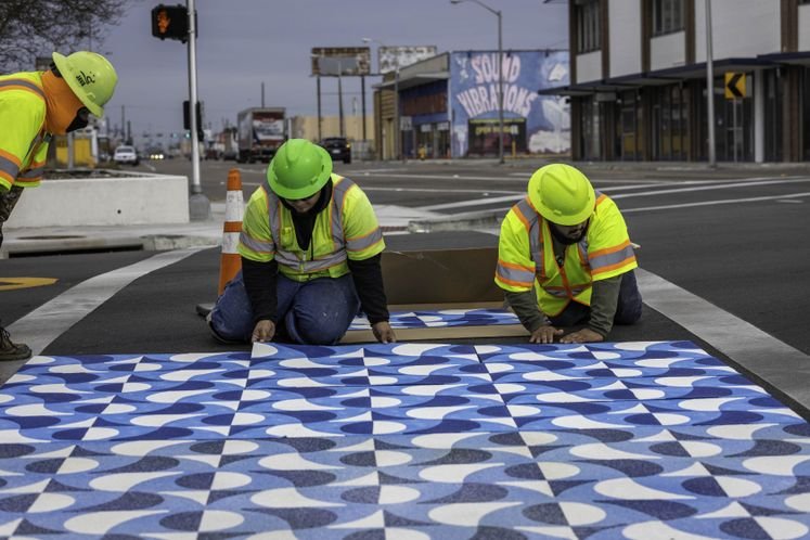 Historic Six Points Intersection Receives New Artistic Crosswalks