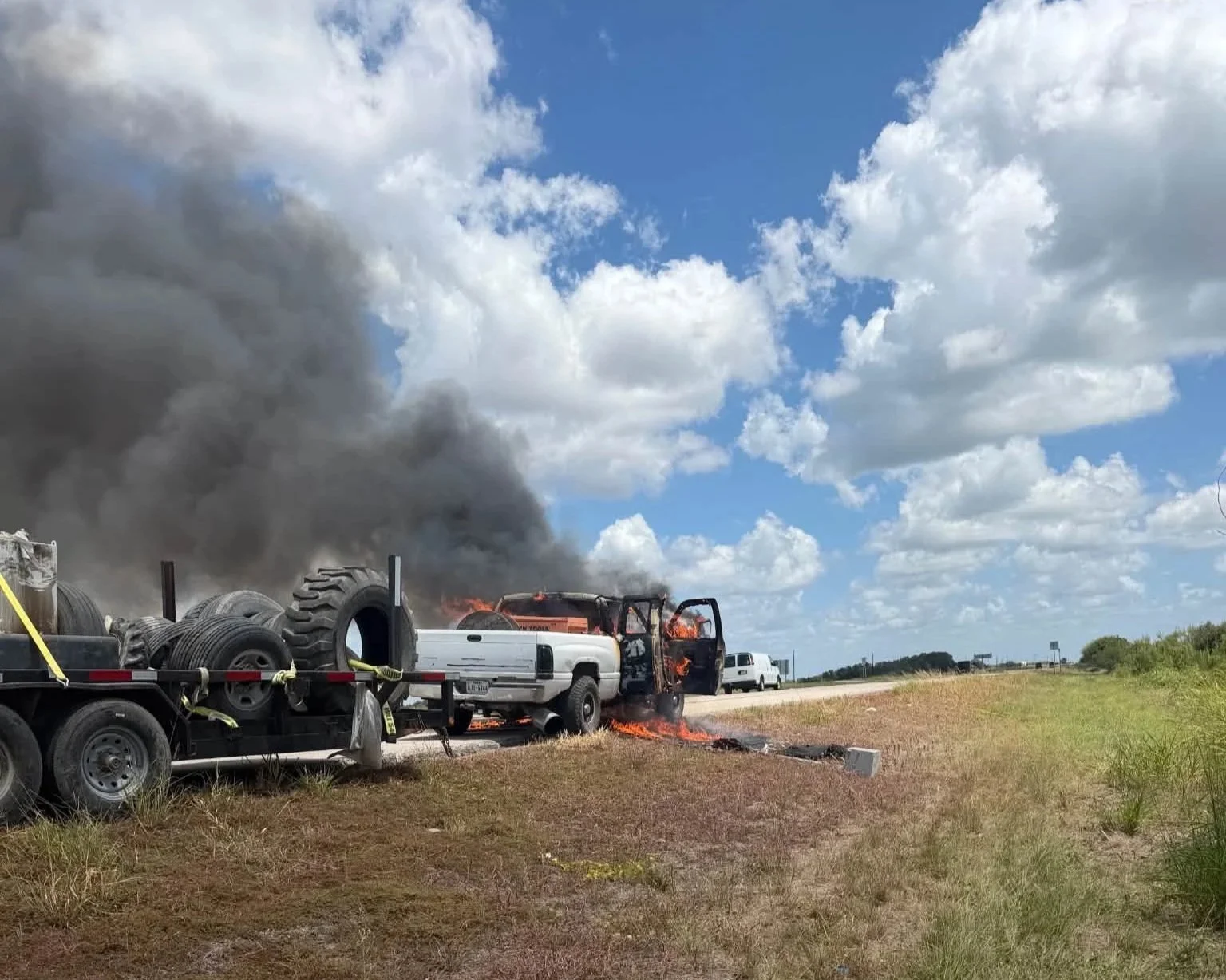 Vehicle Fire Slows Traffic North of Sinton