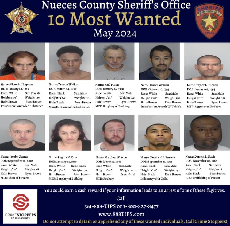 Nueces County Top 10 Most Wanted - May 2024