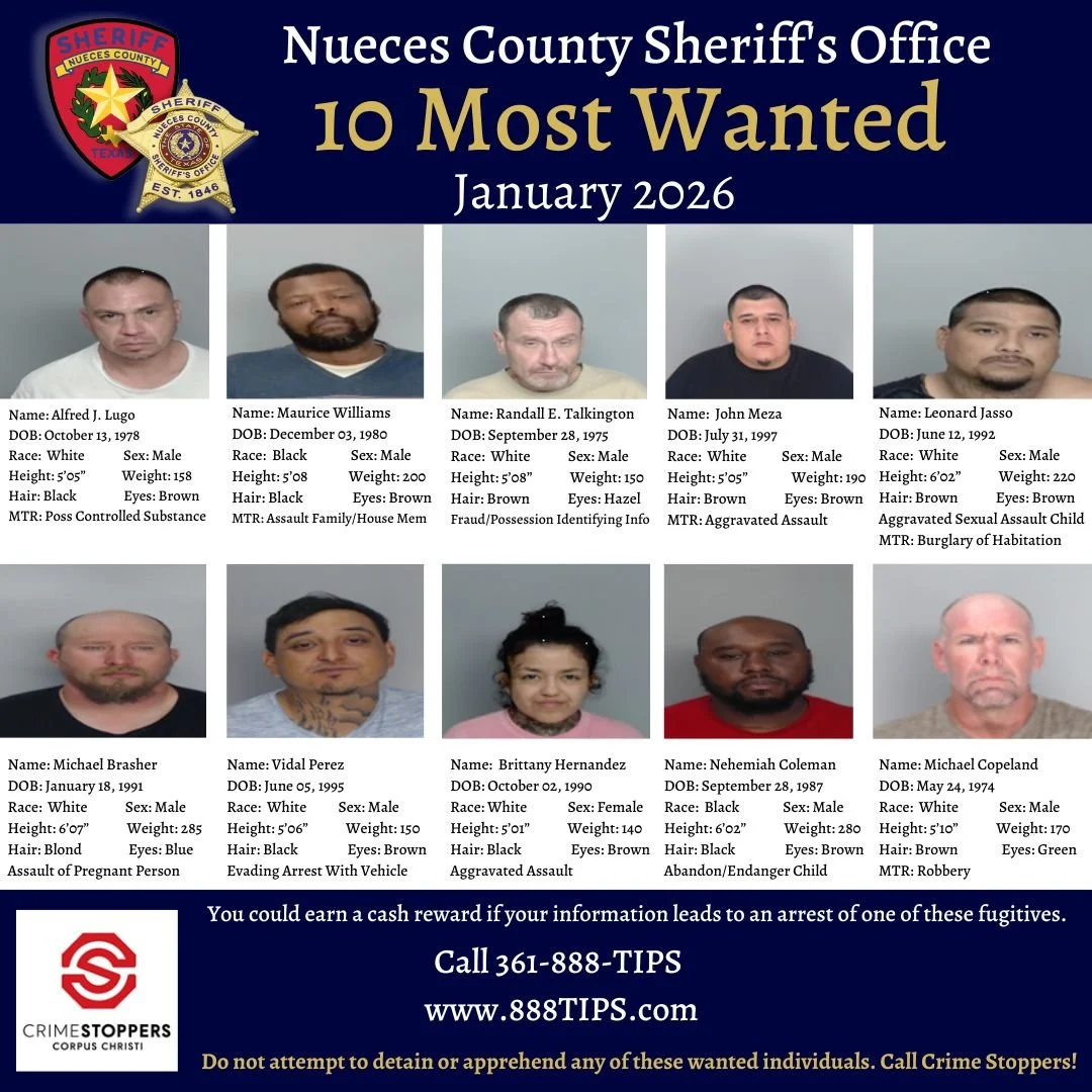 Nueces County Top 10 Most Wanted - Jan. 2026