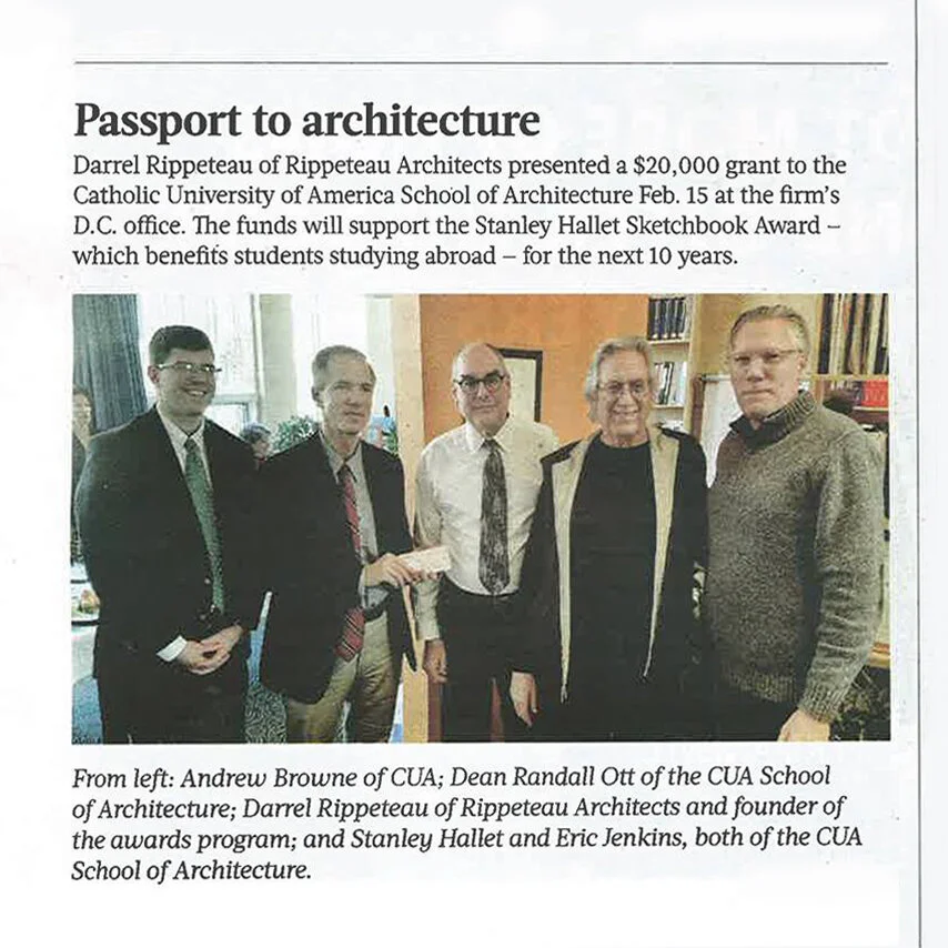 Darrel Rippeteau Presents $20,000 Grant to Catholic University School of Architecture