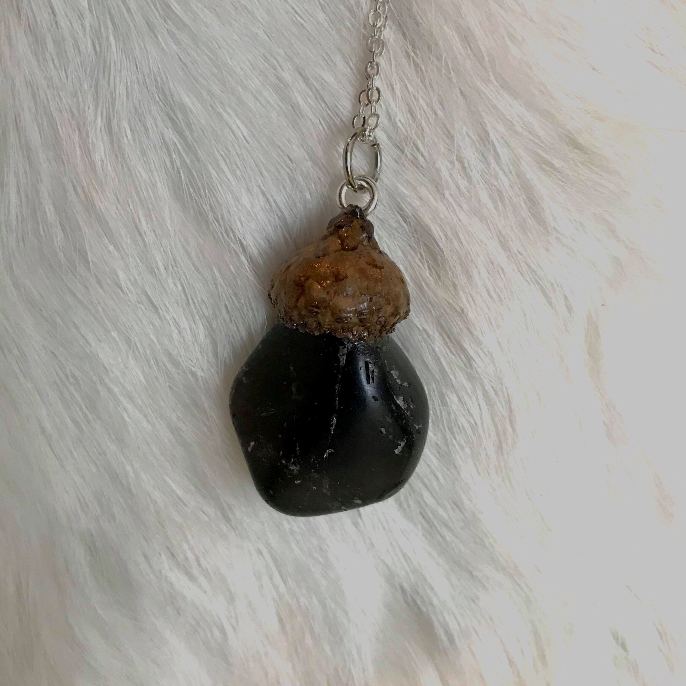 Smokey Quartz Acorn Necklace 