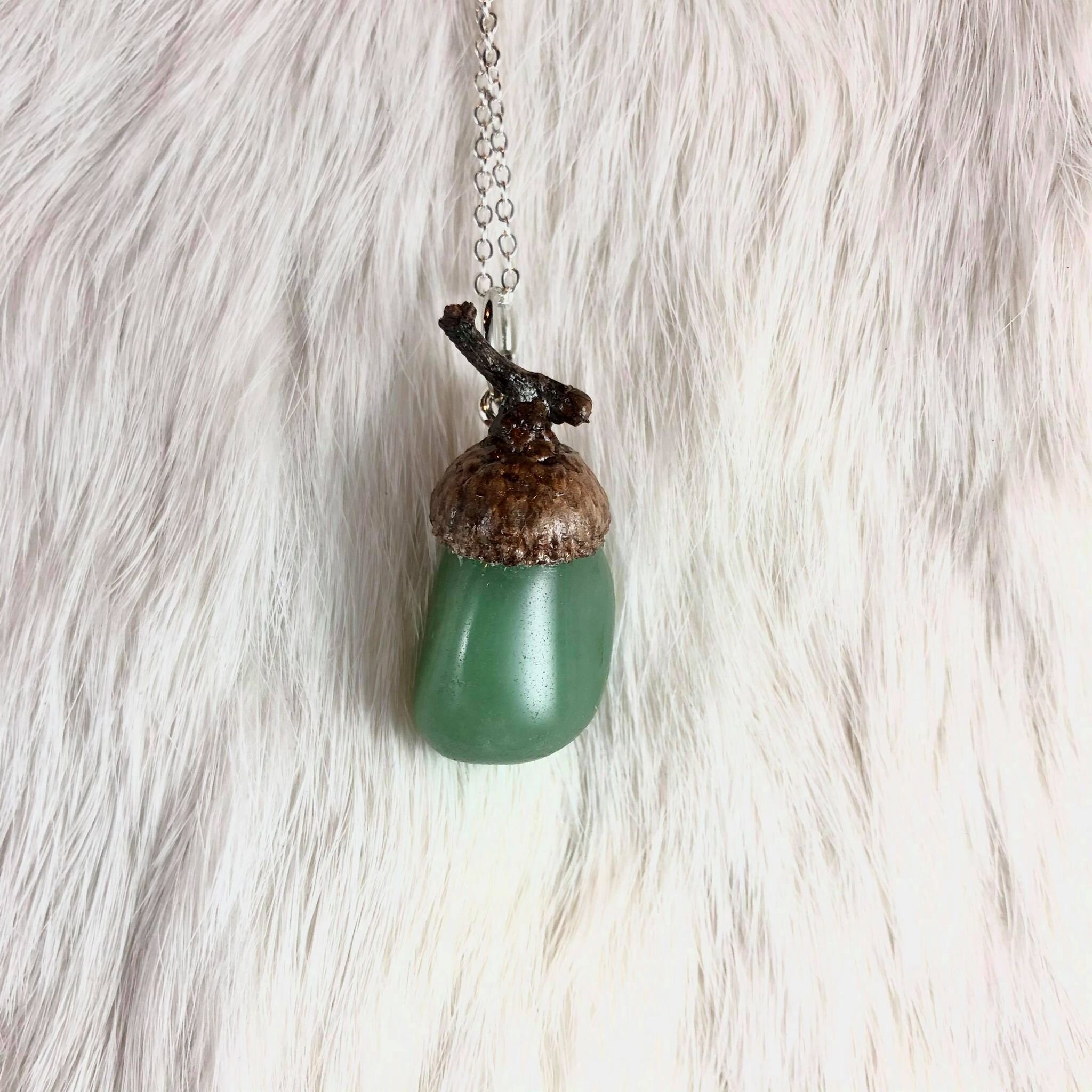 Green Aventurine Acorn  Necklace 
