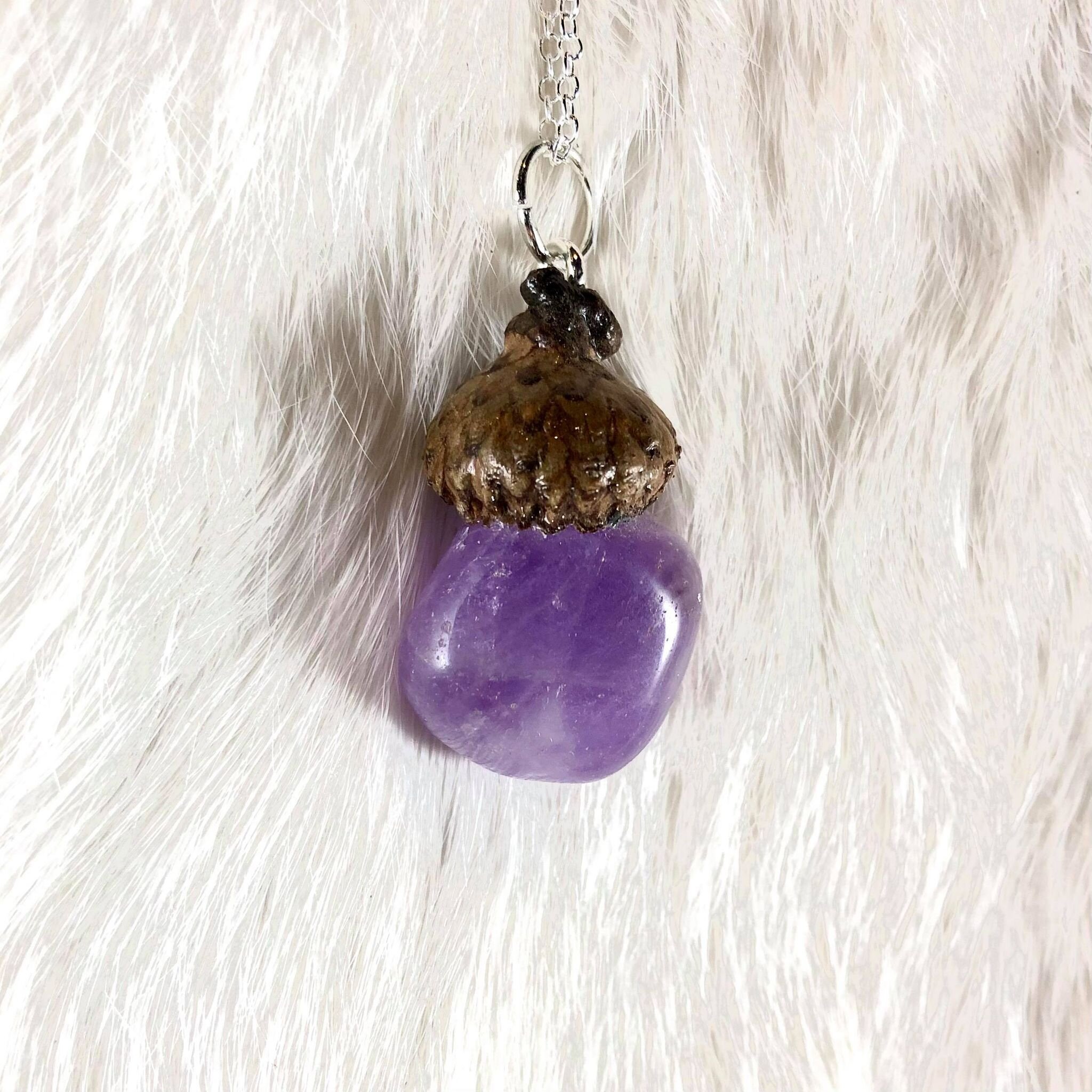 Amethyst Acorn Necklace 