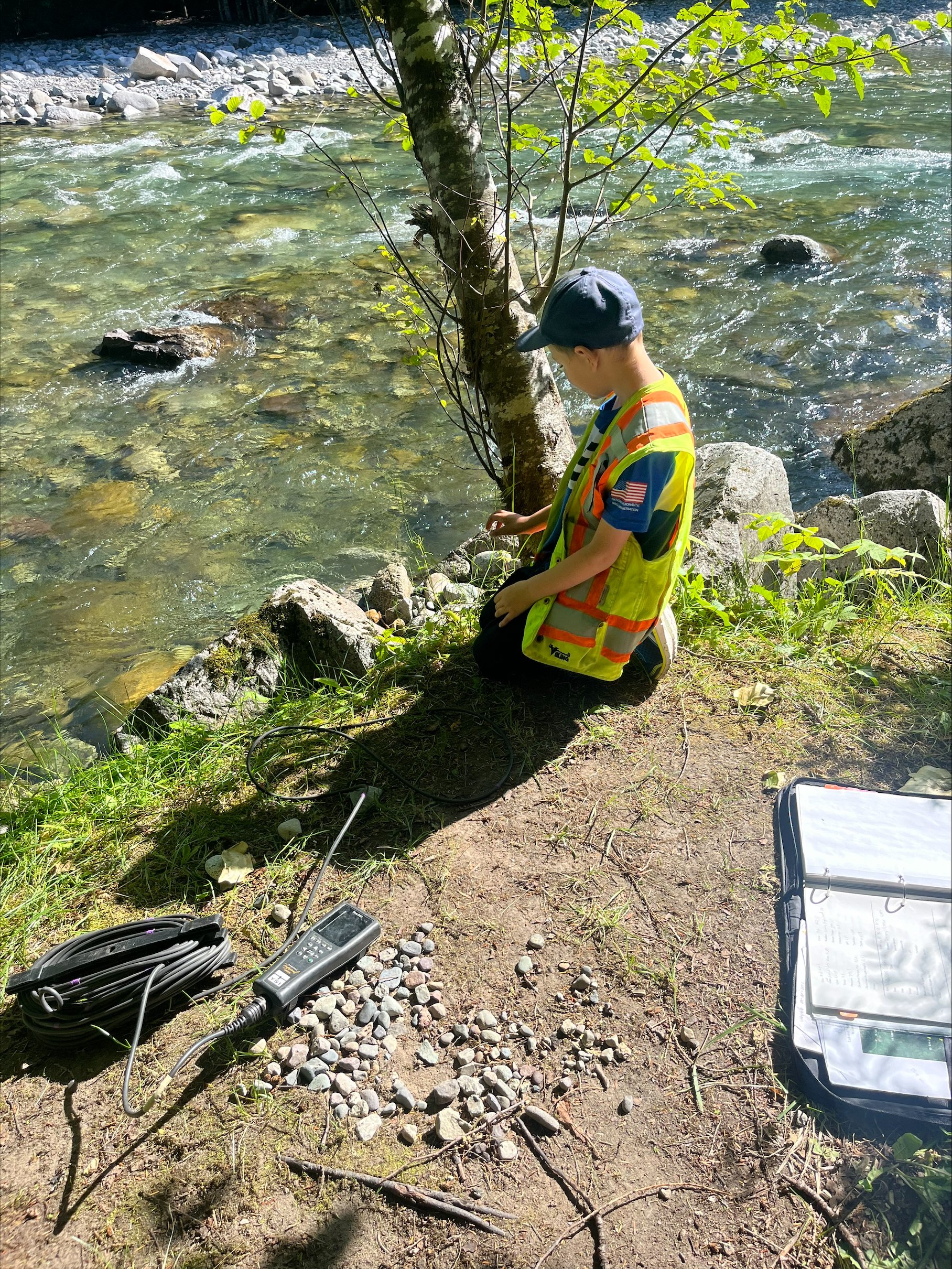 Helping with the watershed water quality sampling data collection