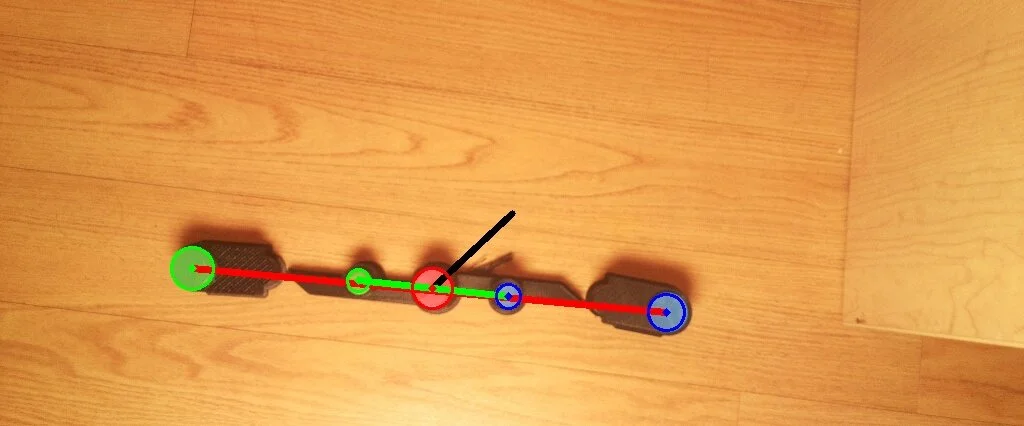 An image outputted by HCD with guide circles and lines drawn