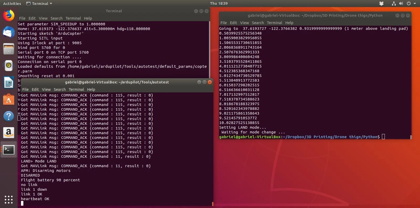 Simulating a mission with dronekit-SITL on Ubuntu 18.04.3