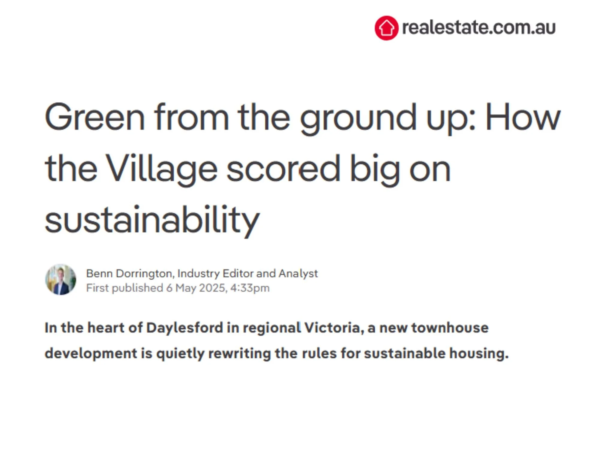 National feature: The Village - sustainability leadership 