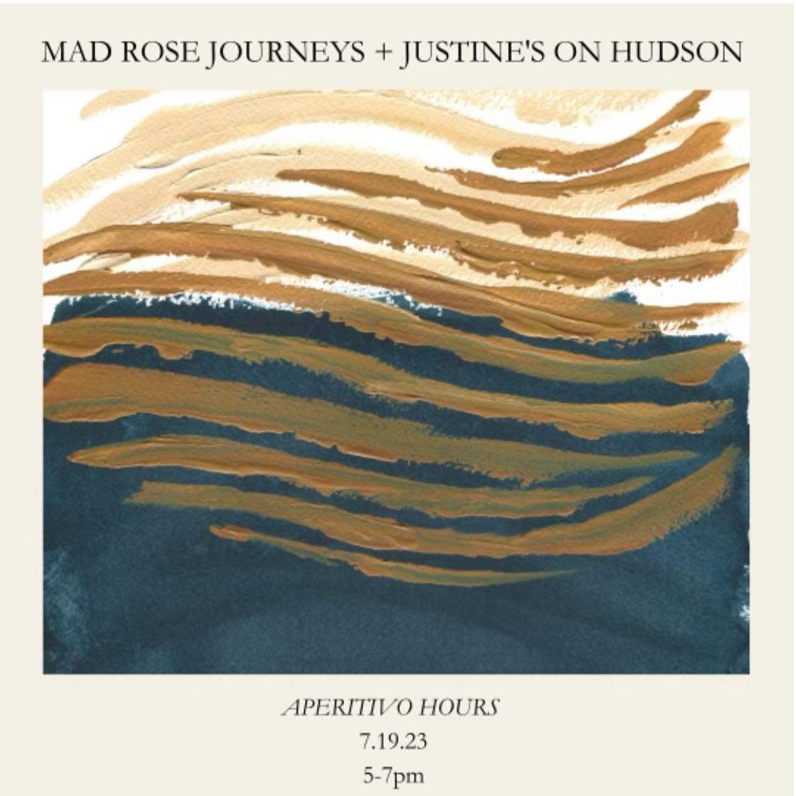 Join us @justinesonhudson next Wednesday, July 19th.
 
Enjoy the Italian flavors, shared stories, and delightful surprises that inspired two family companies; Mad Rose Journeys and our beloved Justine's on Hudson.
 
Indulge in aperitivos, truffles, a