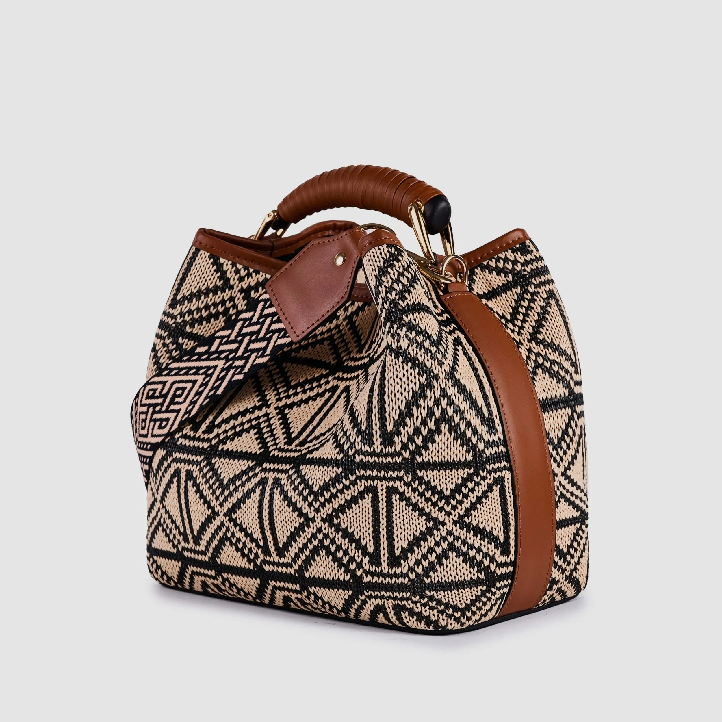 Masai Bucket Bag, Brown Leather Accents, by ViaMailBag