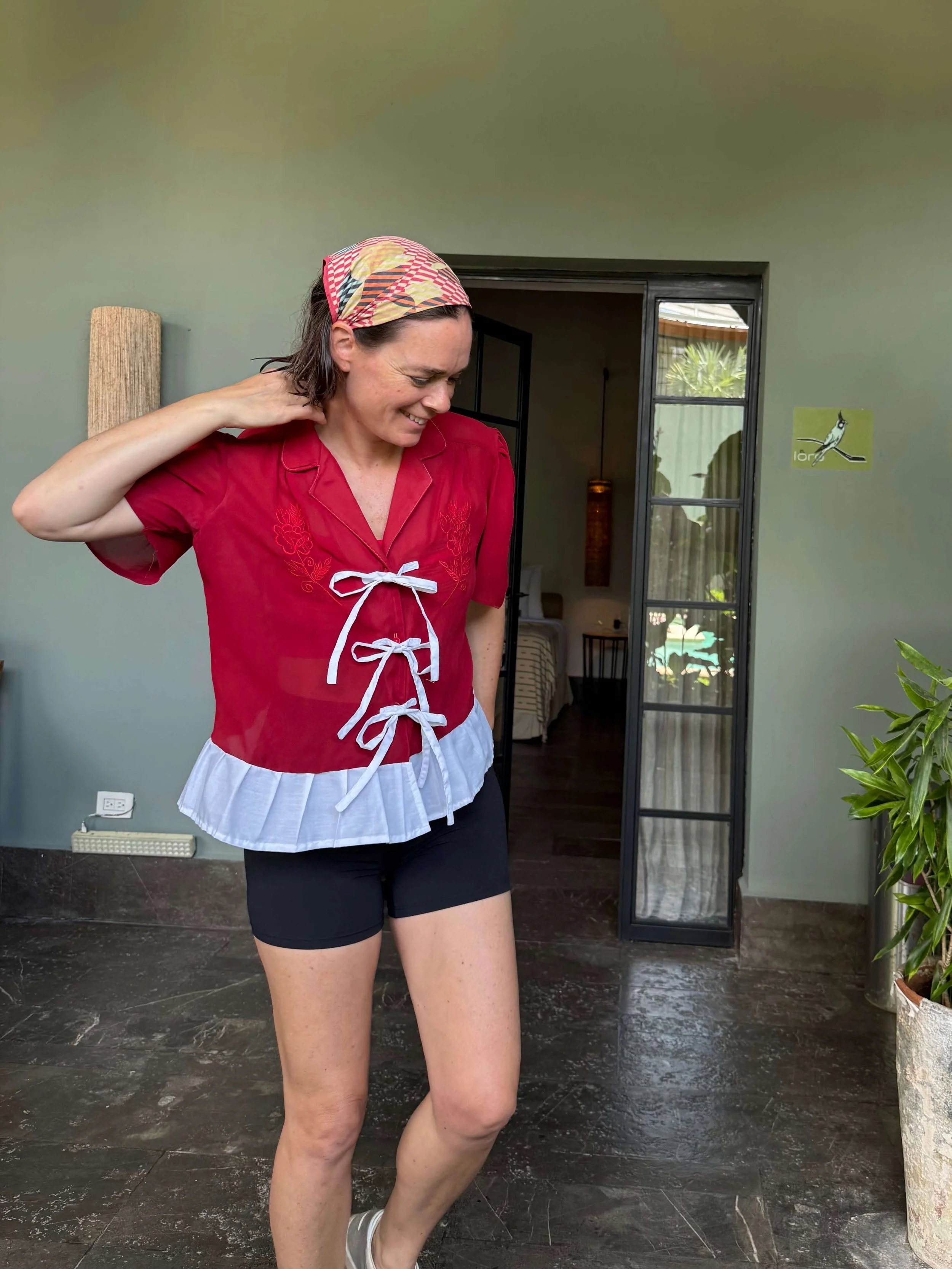 Lightweight Red Collared Blouse, by Vernâculo 4.jpg