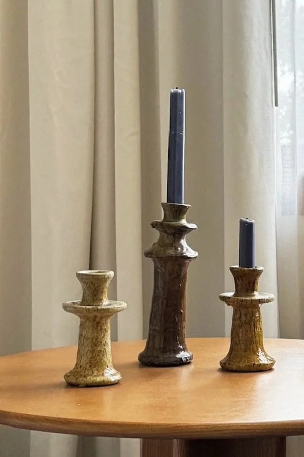 Moroccan Tamegroute Candlestick - Brown Butter