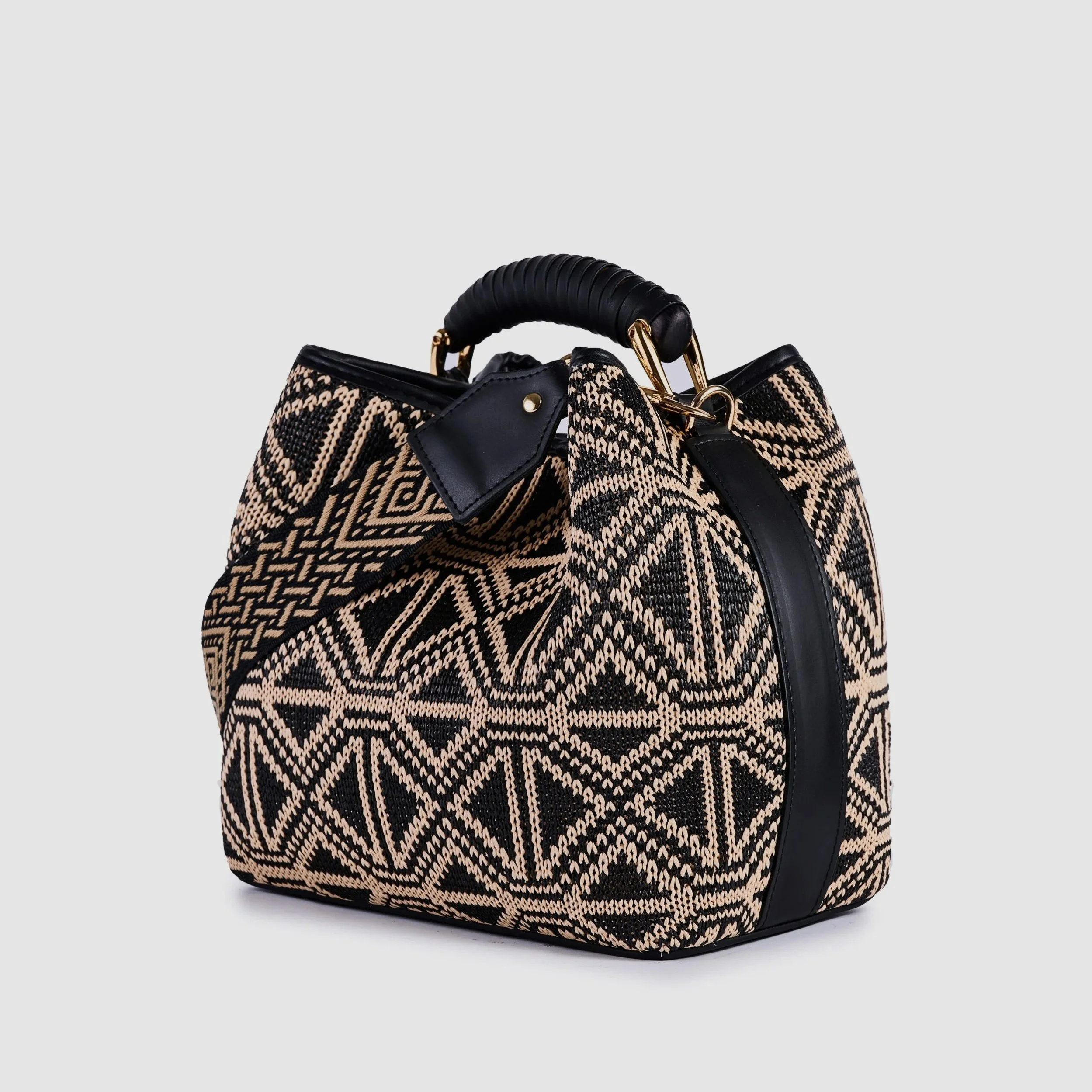 Masai Bucket Bag, Black Leather Accents, by ViaMailBag