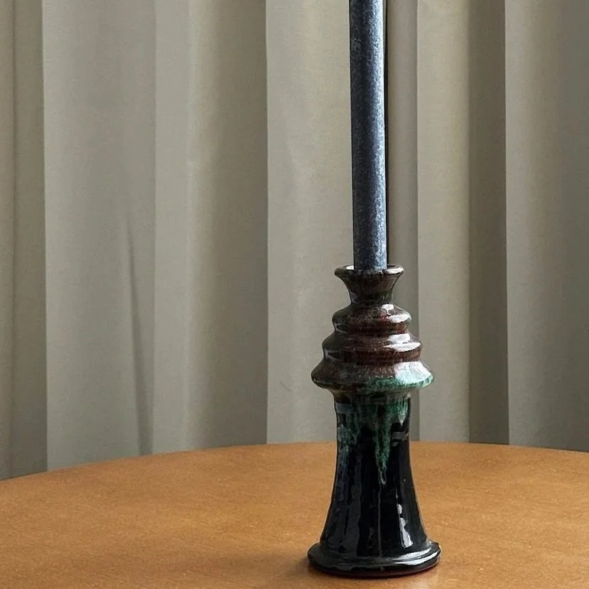Moroccan Tamegroute Candlestick - mid size, dark drip