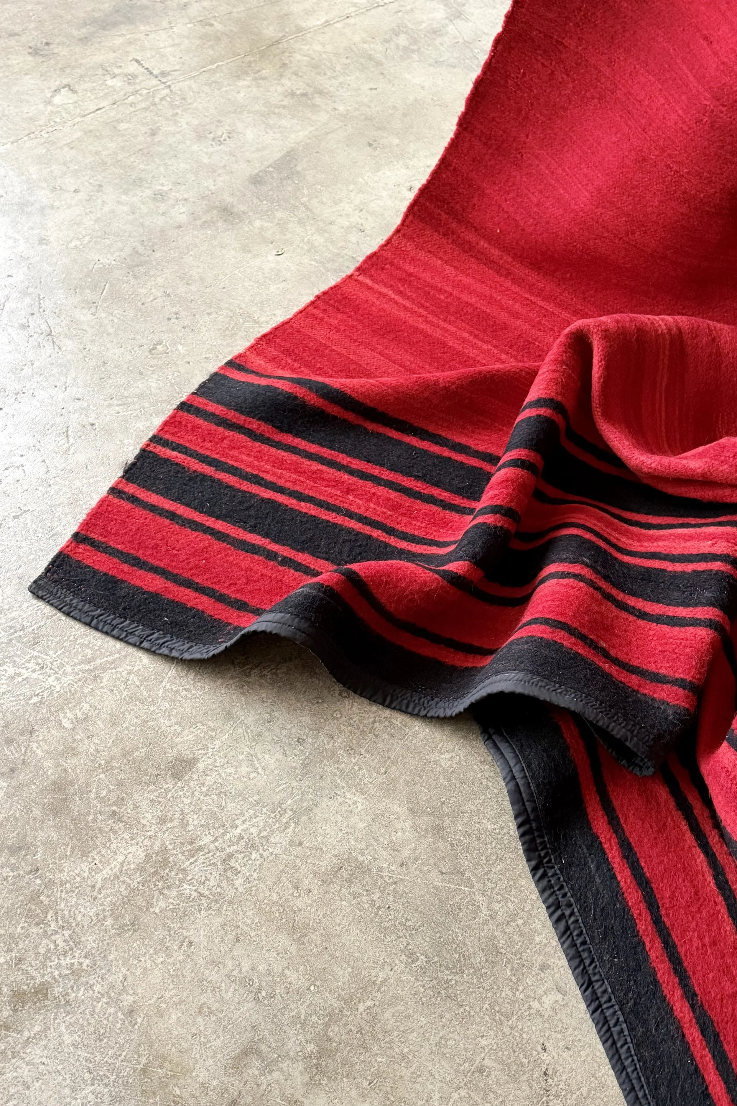 Vintage Red and Black Striped Blanket