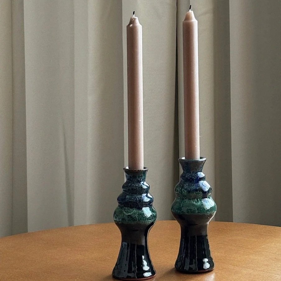 Moroccan Tamegroute Candlestick - mid size, high shine