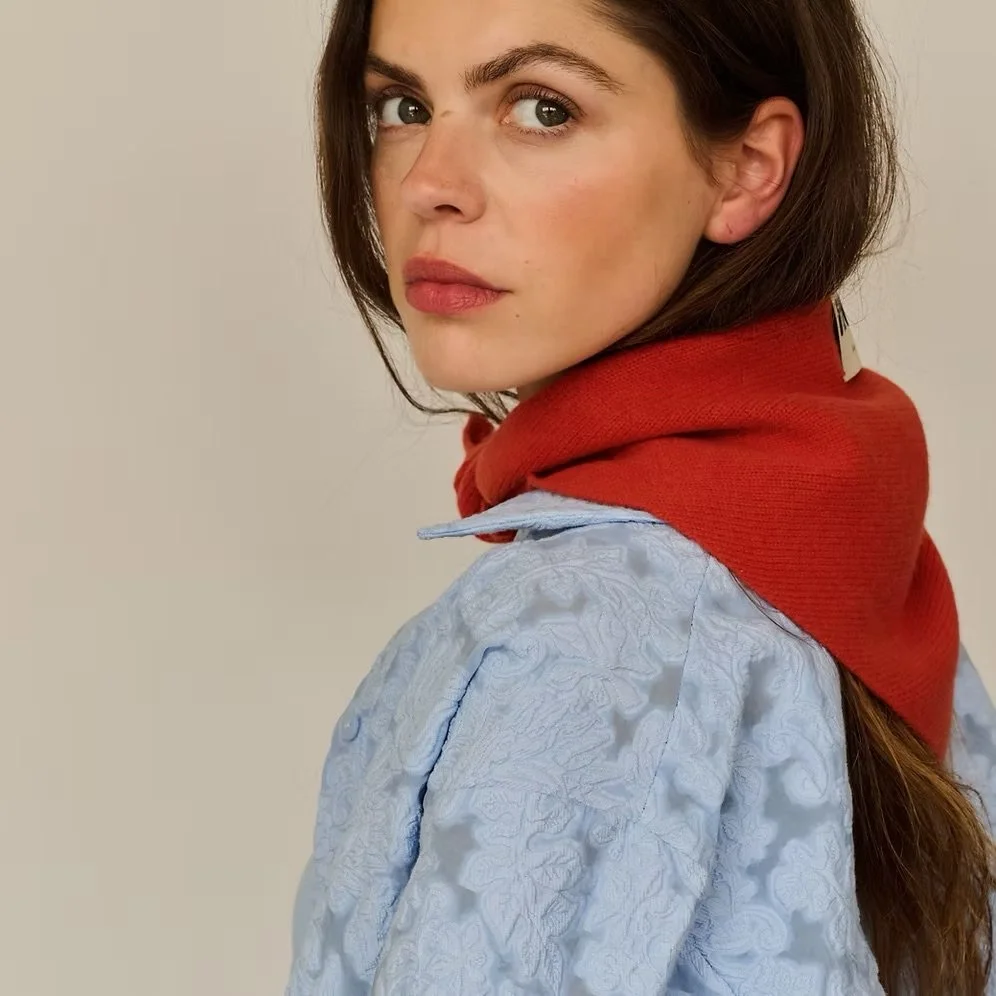 Chili Orange Merino Triangle Scarf