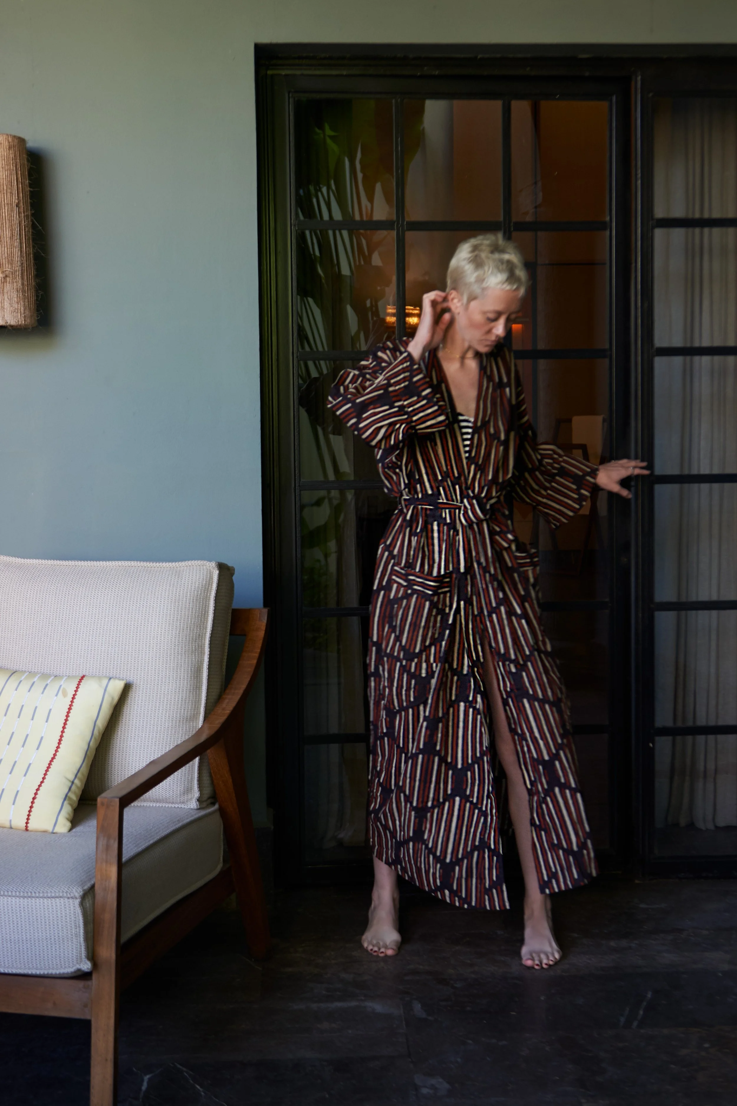 Long Kimono With Stripes, by Turquoise