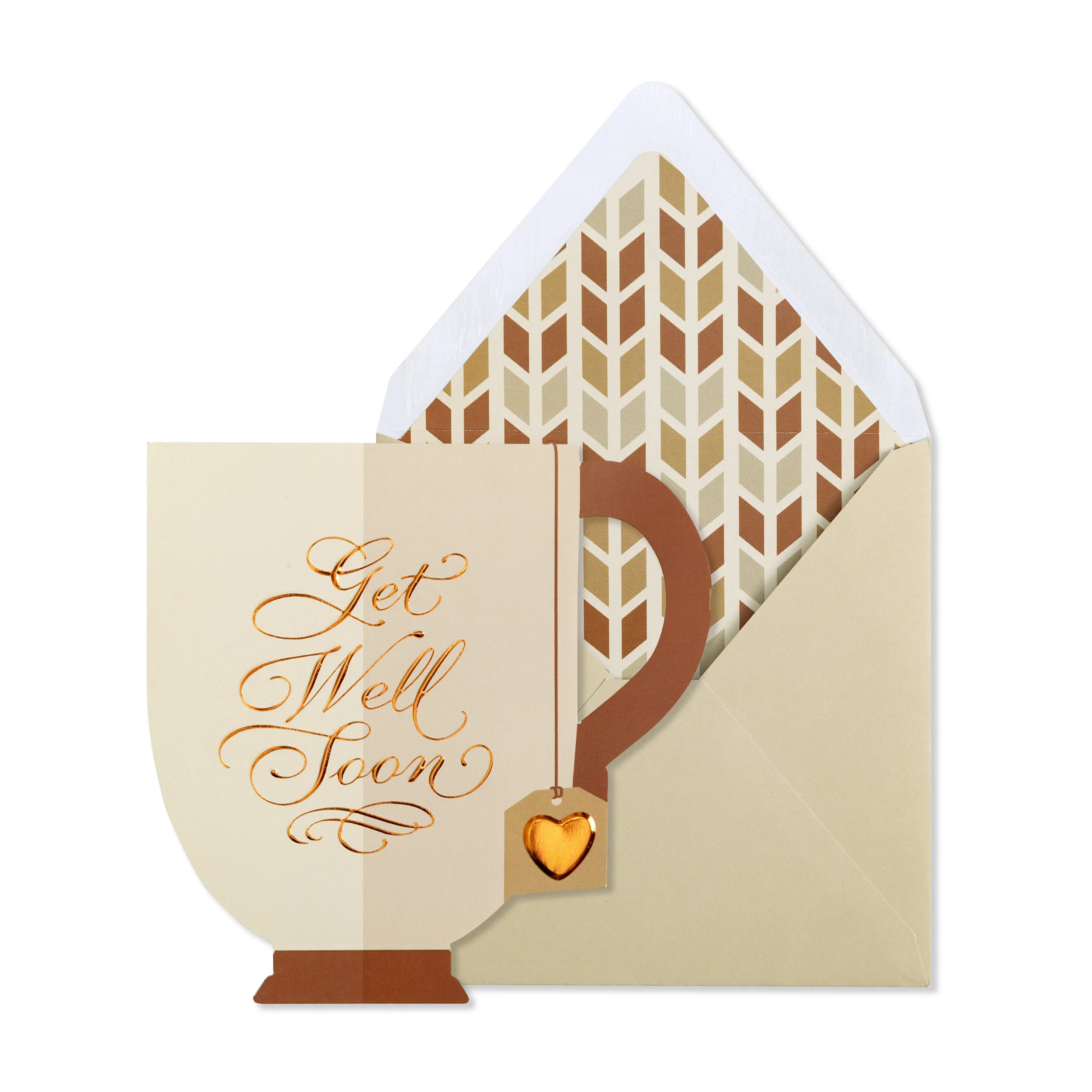 DieCut Tea Cup Get Well Soon Card — Larkwood Studio Buy Stationery and