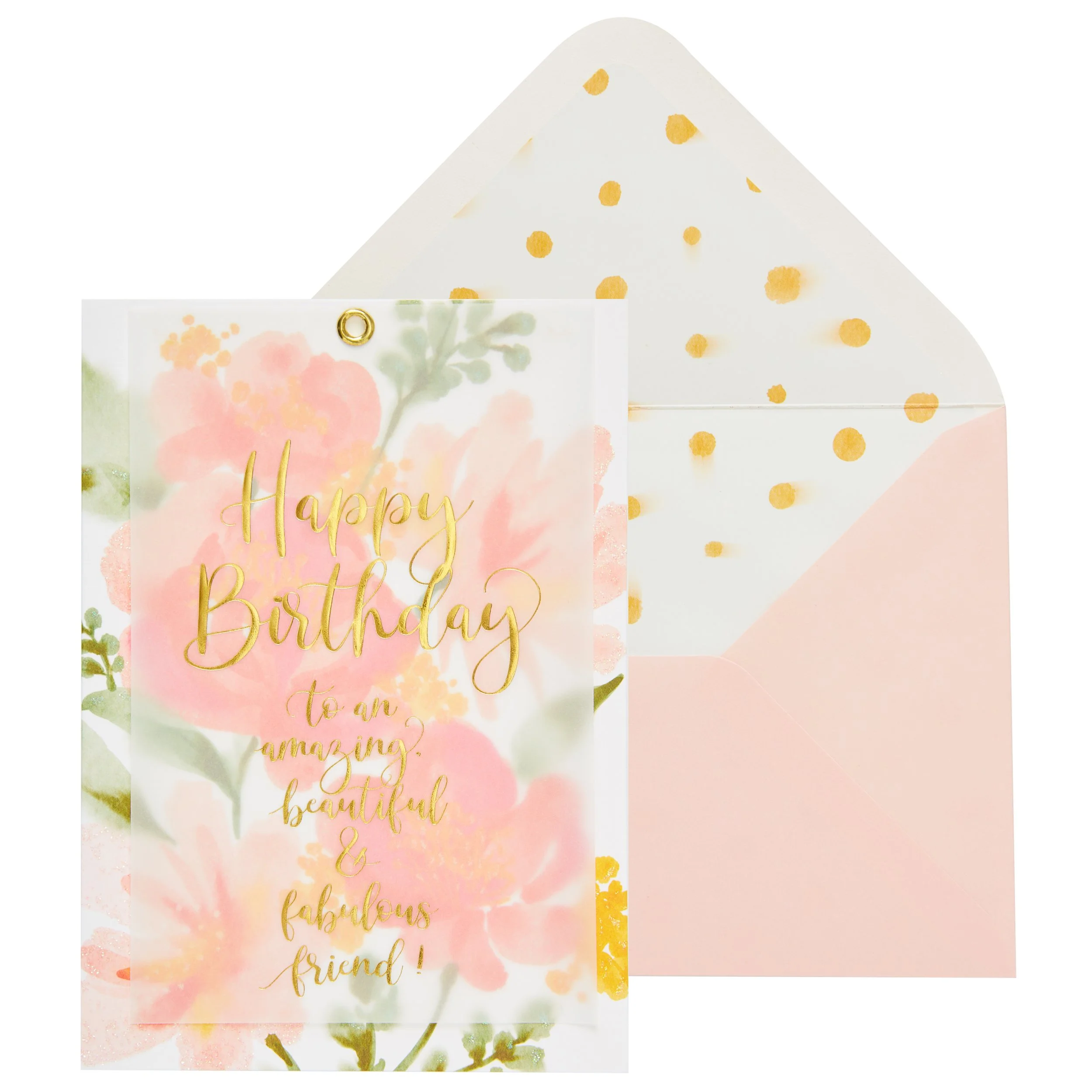 Floral with Vellum Birthday Card — Larkwood Studio Buy Stationery and