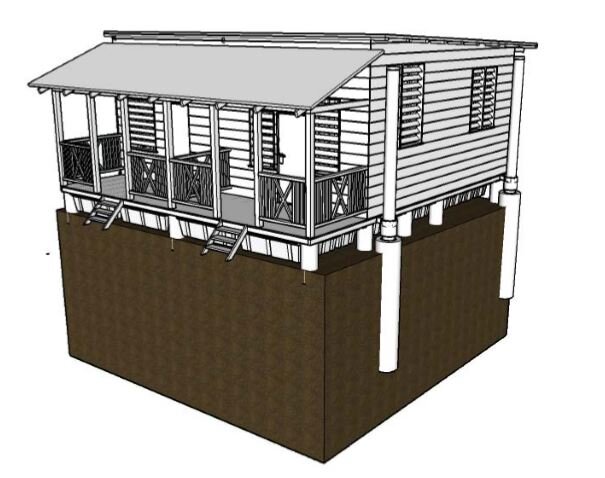  Diagram of House in Port Maria, Jamaica, Retrofitted and Sitting on Ground 
