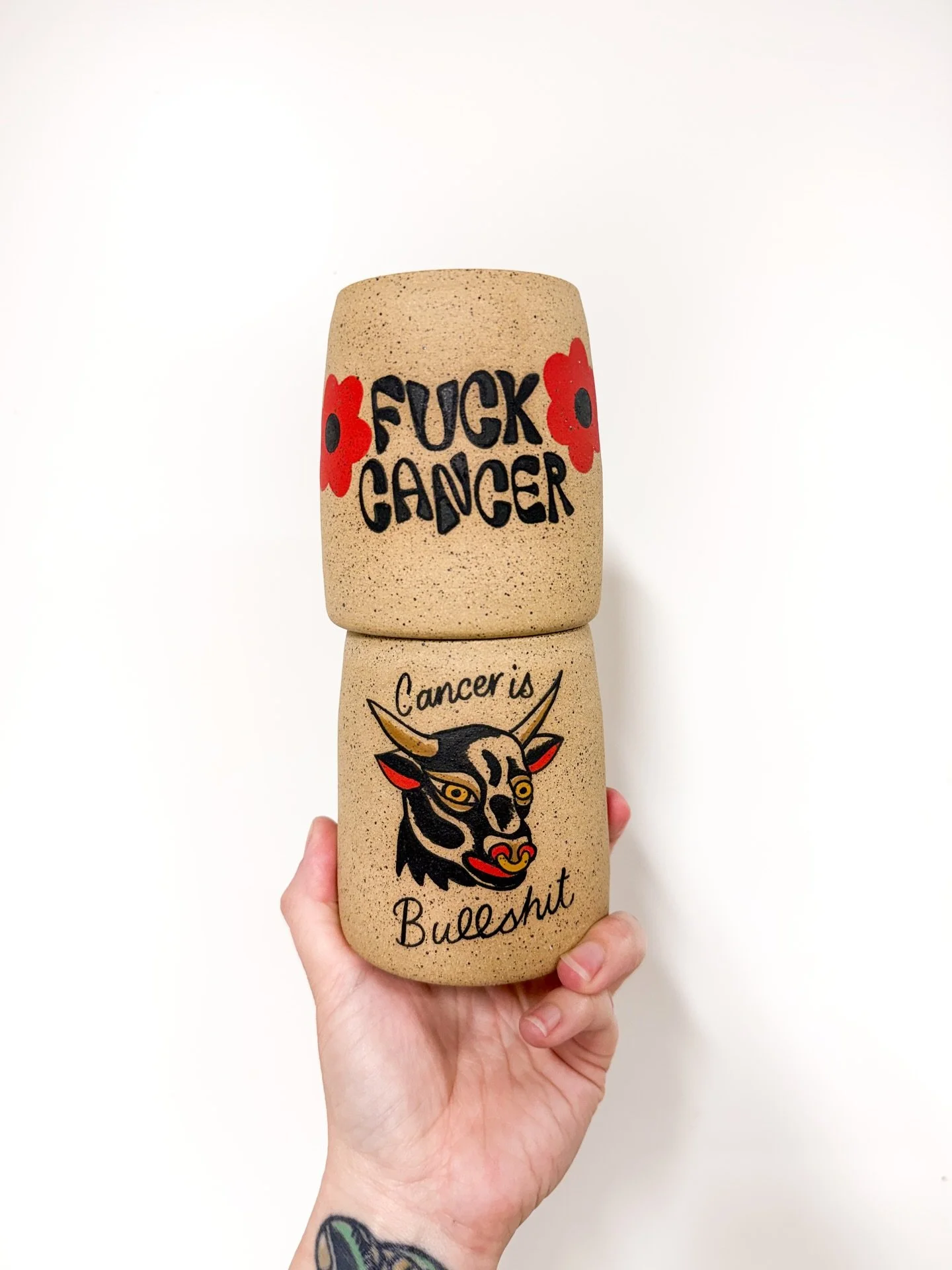 here&rsquo;s two more designs that will be available in my FUCK CANCER shop update that&rsquo;s happening this Saturday April 4th at 12pm central. 

so many of yall have shared your stories about you or a loved one who is going through or has experie