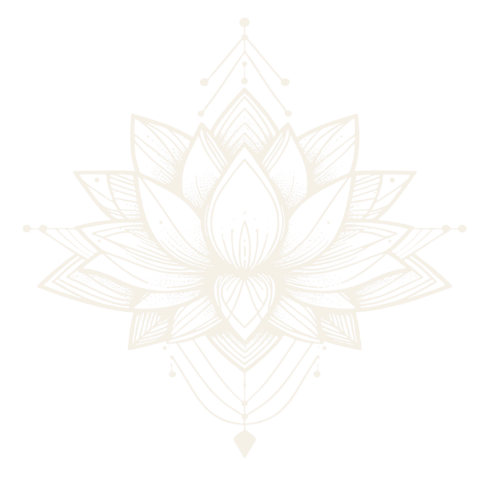 White abstract floral design on black background