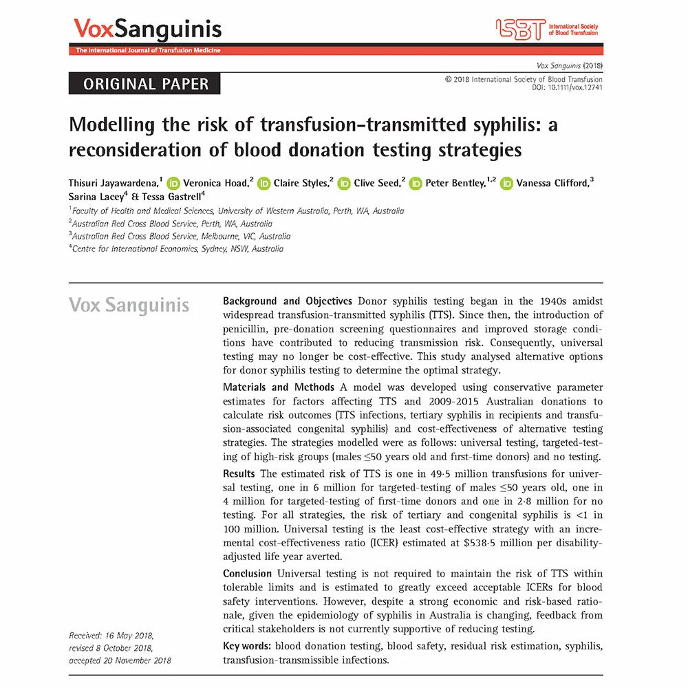 Economic modelling of a risk-based approach to syphilis testing
