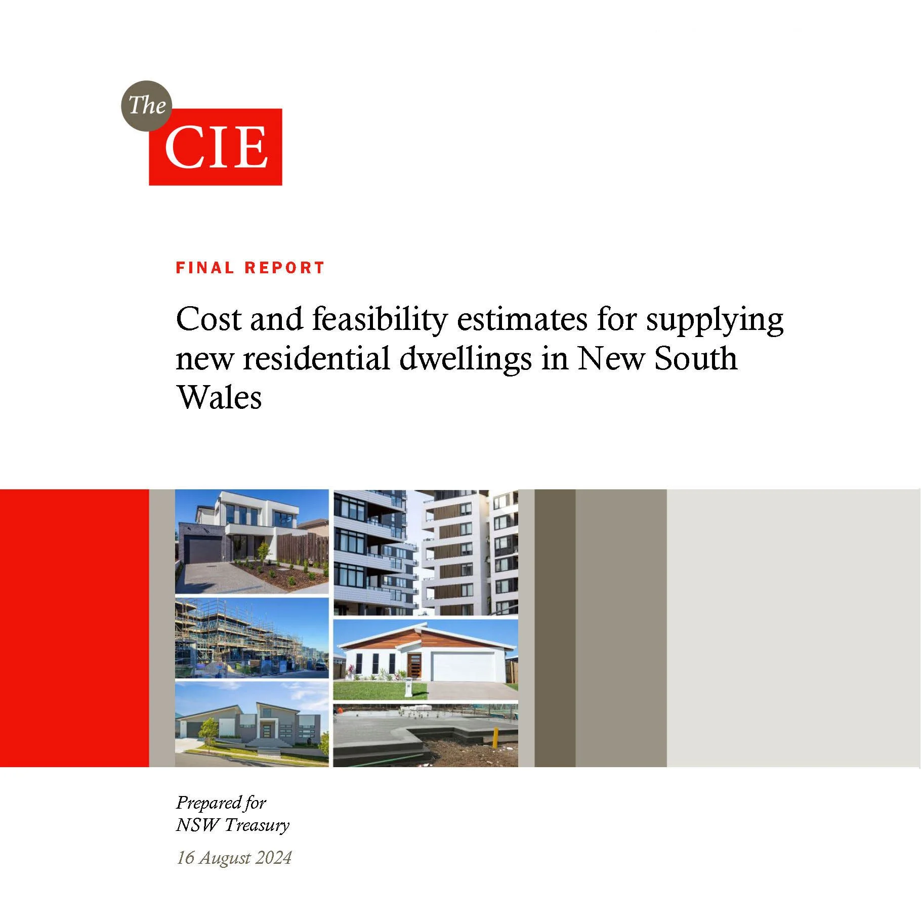 Cost and feasibility estimates for supplying new residential dwellings in NSW