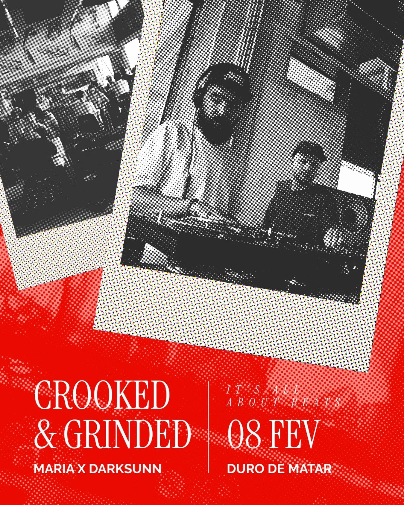 Domingo &eacute; dia de beats no @durodematar.pt !
Crooked n&rsquo; Grinded est&atilde;o de regresso no dia 8 de Fevereiro das 18:00 &agrave;s 22:00
Instrumentais directos do vinil e duas SP404 para ajudarem!