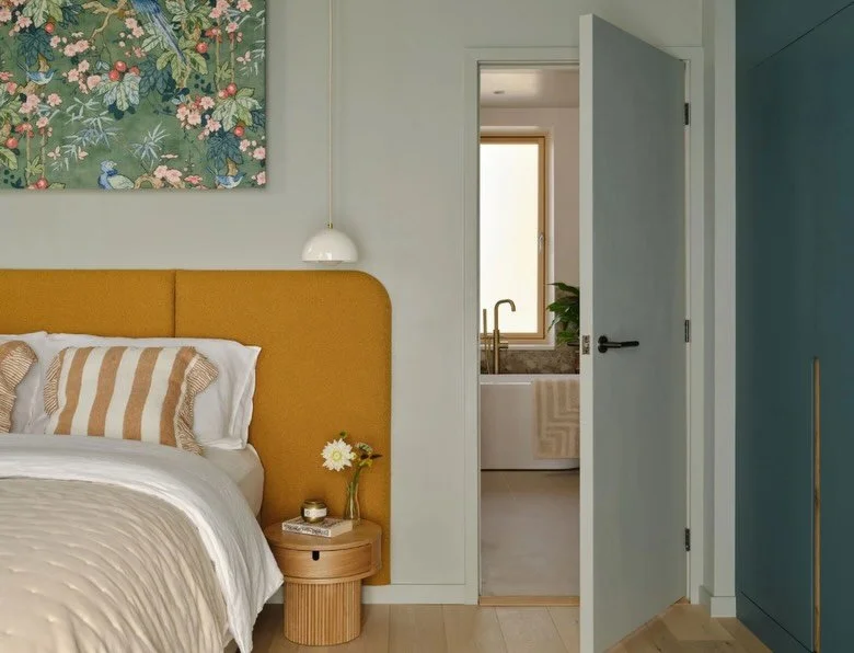 A snapshot of a primary bedroom we have recently completed. Swipe for our initial sketch visual!
&bull;
We use sketches to work through the spatial layout and also test our chosen materials and finishes. This sketch is very close to the finalised des