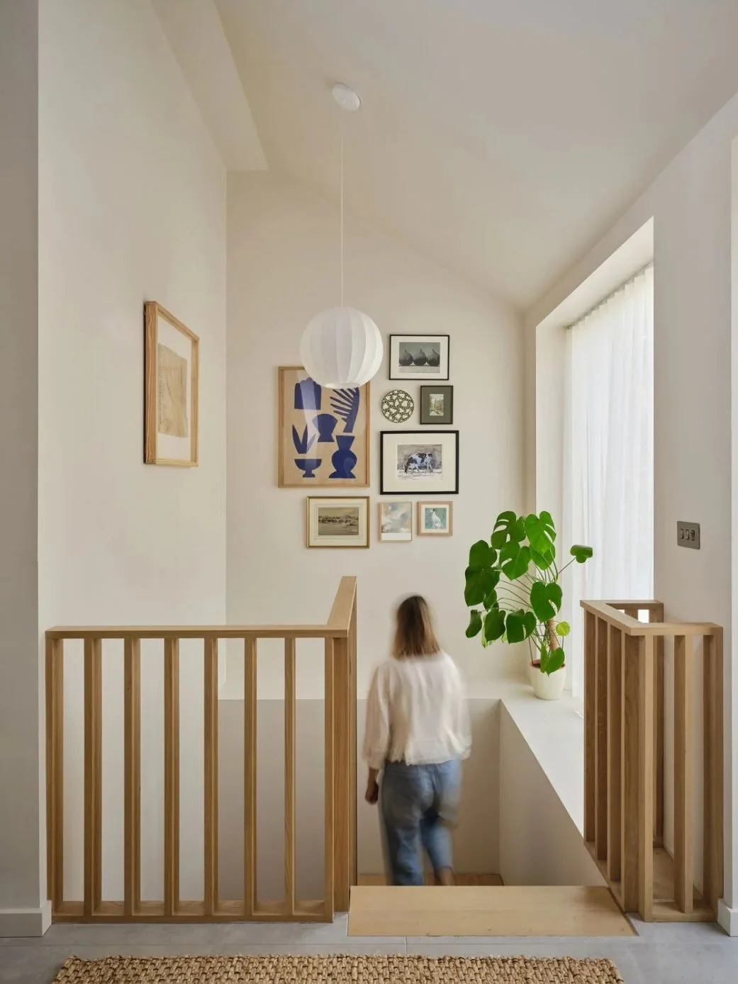 An elegant and light filled staircase at our Wellow project with a bespoke made oak staircase designed by us in collaboration with @oakwrightsbath 
&bull;
We worked closely with Oakwrights on the design of the staircase- we wanted a contemporary and 
